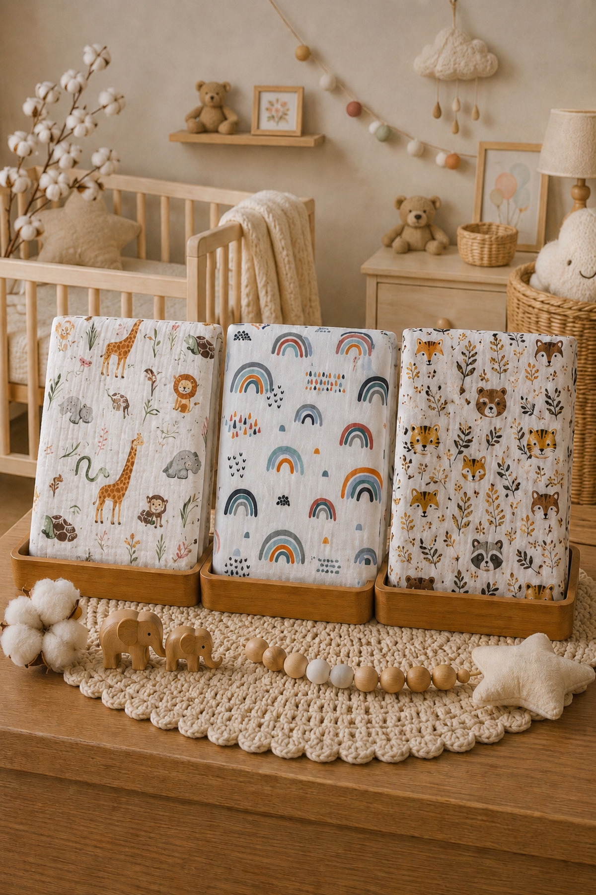 Multipurpose Muslin Cover /Set of 3/ 100% Cotton /Oeko-text Certified / 80x80 Cm