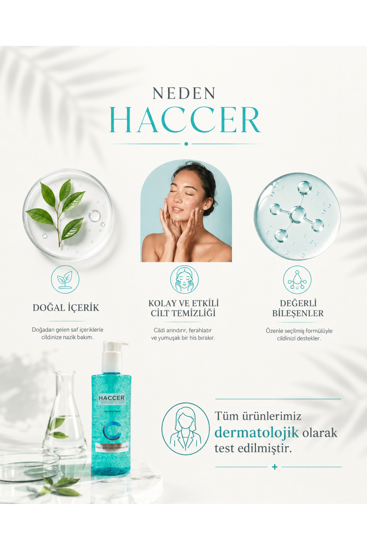 Doğal Yüz Ve Makyaj Temizleme Jeli, Yüz Yıkama Jeli 300 ml Alkolsüz — HFMG001 — تصویر 6 از 8