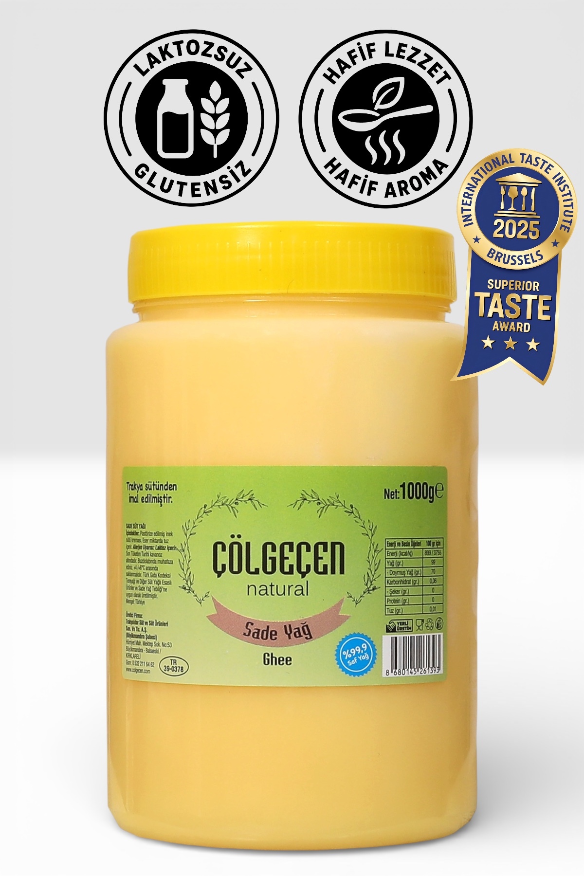 Çölgeçen Natural Sade Yağ (GHEE) 1 Kg - Glutensiz, Laktozsuz