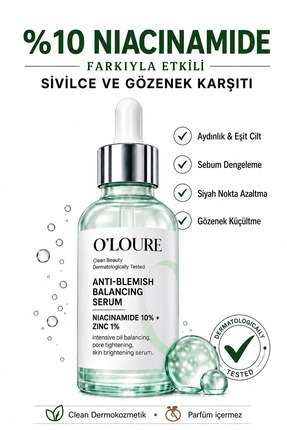 o'loure beauty Niacinamide %10 Serum , Leke Karşıtı, Gözenek Sıkılaştırıcı Se...