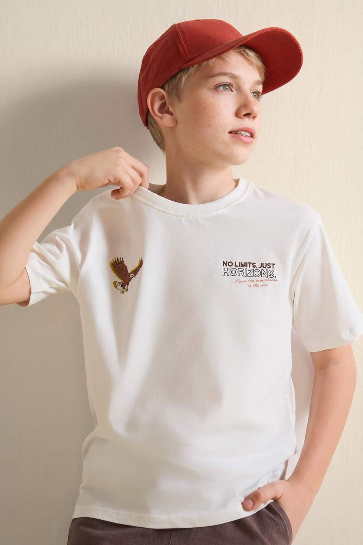 Defacto 100% Cotton New Regular Fit Crew Neck Printed Short Sleeve T-Shirt Boys H6362A826Hs