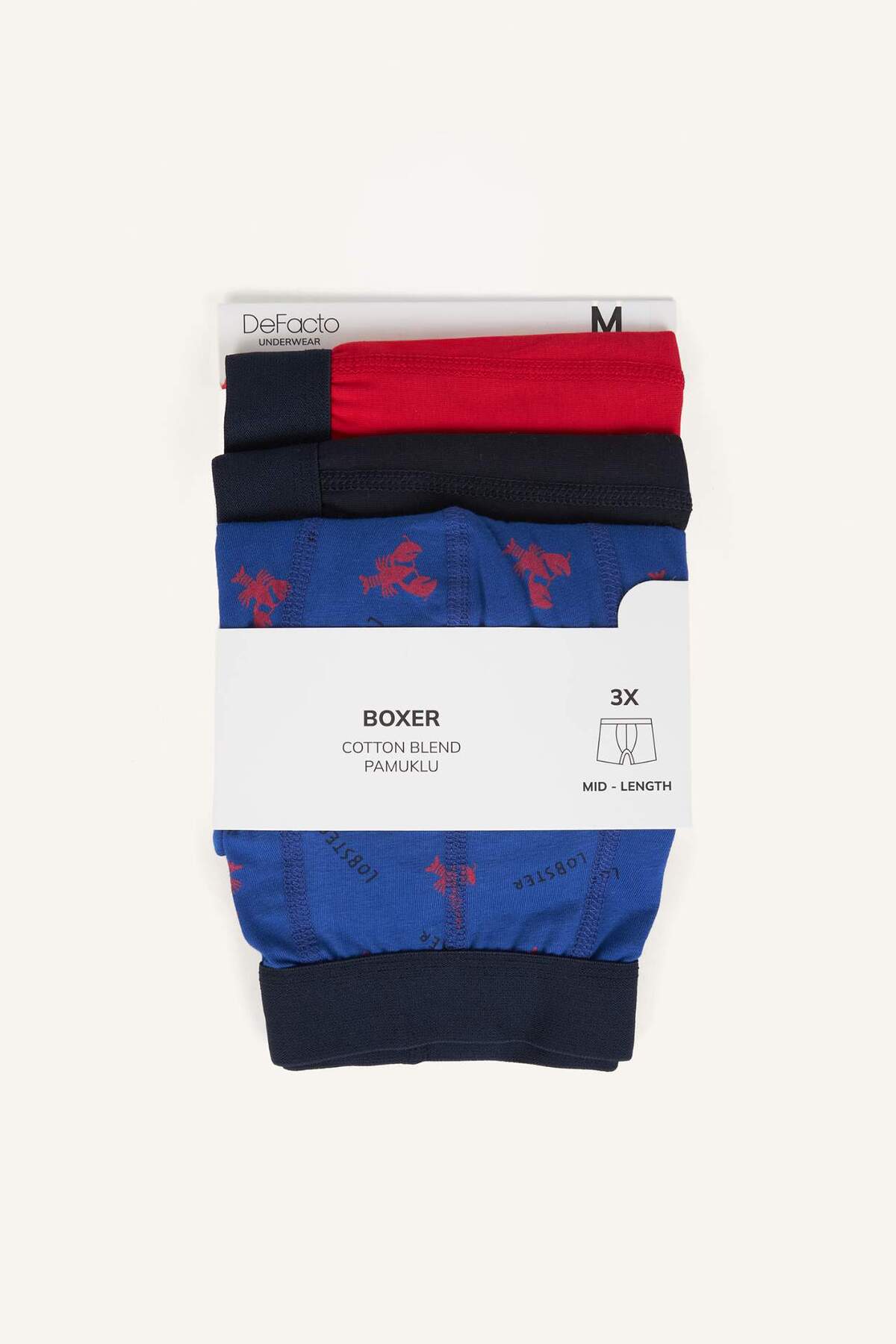 DeFacto Regular Fit Hayvan Baskılı 3'lü Lacivert Boxer Seti C3291AX24SM