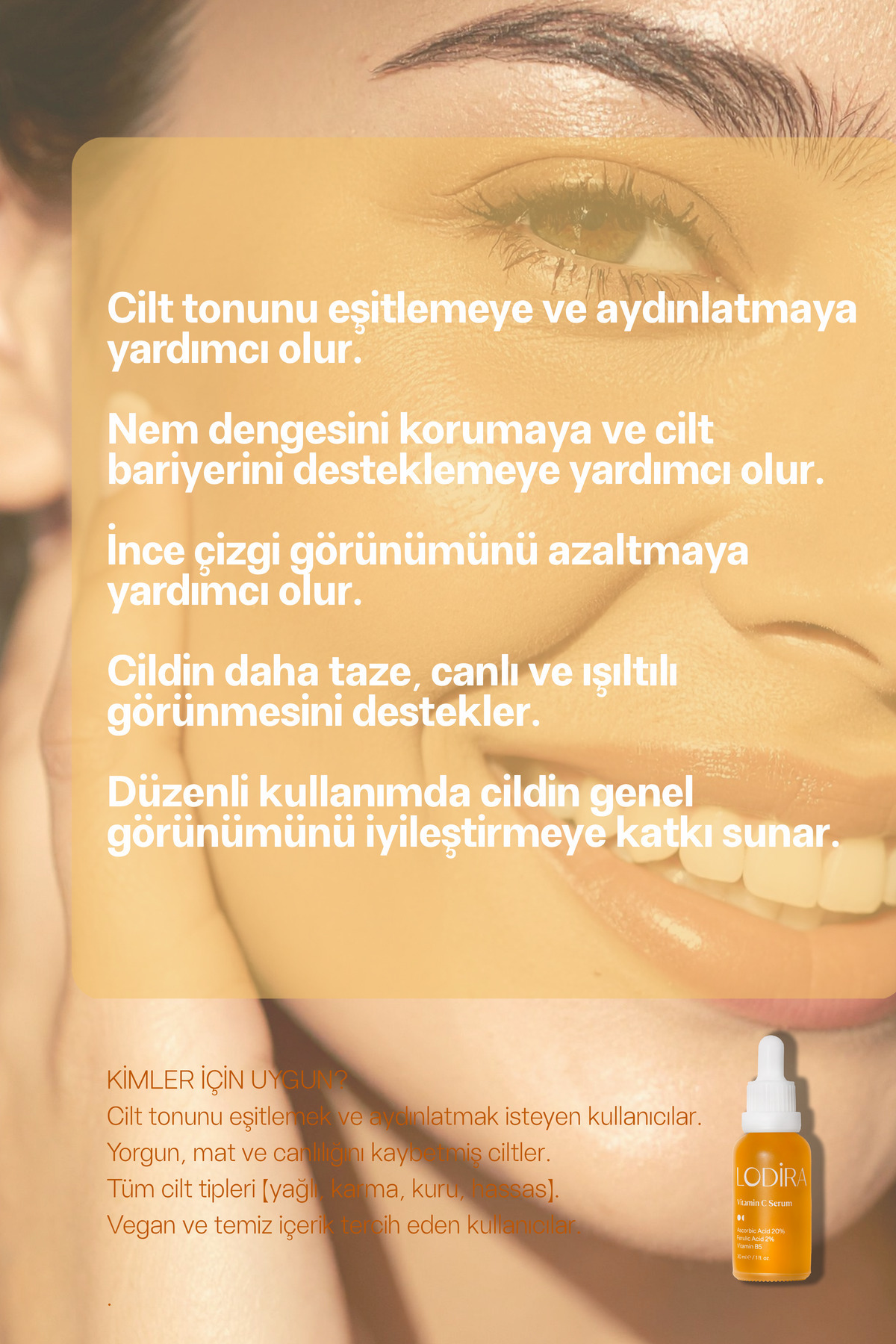 Ton Eşitleyici ve Aydınlatıcı Vitamin C Serum Ascorbic Asit, Ferulic Asit, Niacinamide 30 ml — LDR-004 — تصویر 6 از 8