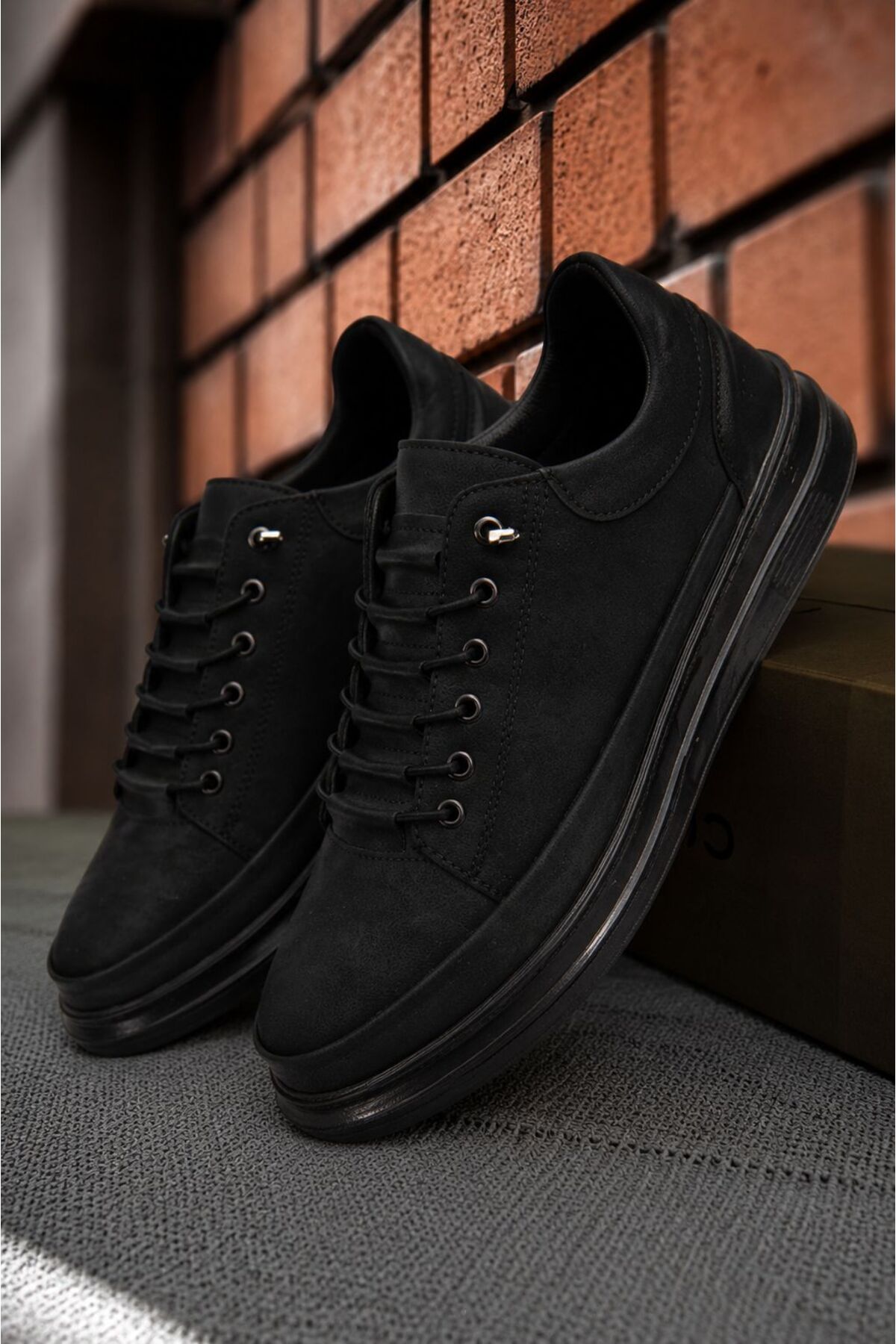 MY GROSS SHOES Siyah Ortopedik İç Taban Akıllı Bağcıklı Erkek Spor Sneaker