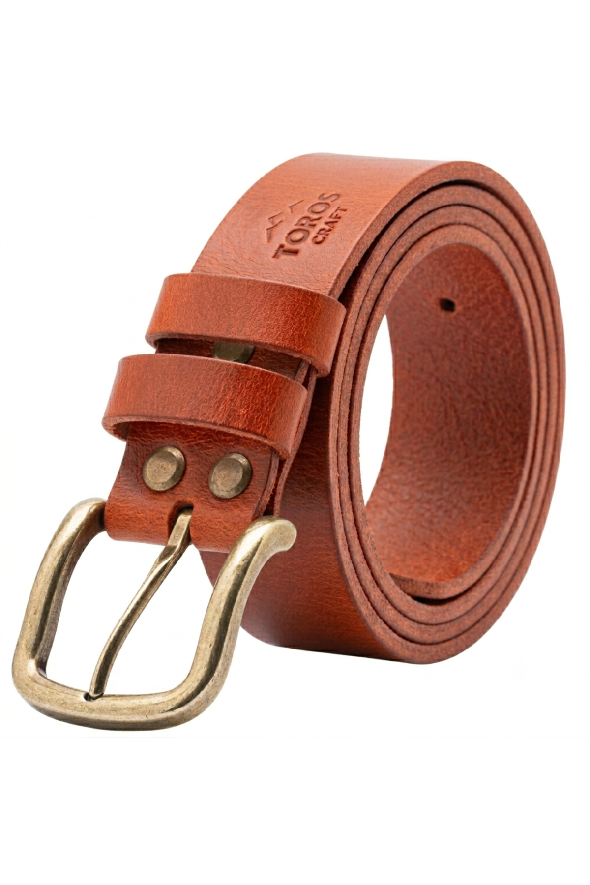 Premium 100% Genuine Vegetal Durable Men's Leather Belt, Cast Buckle, Handmade Anti-Cracking(Tan)