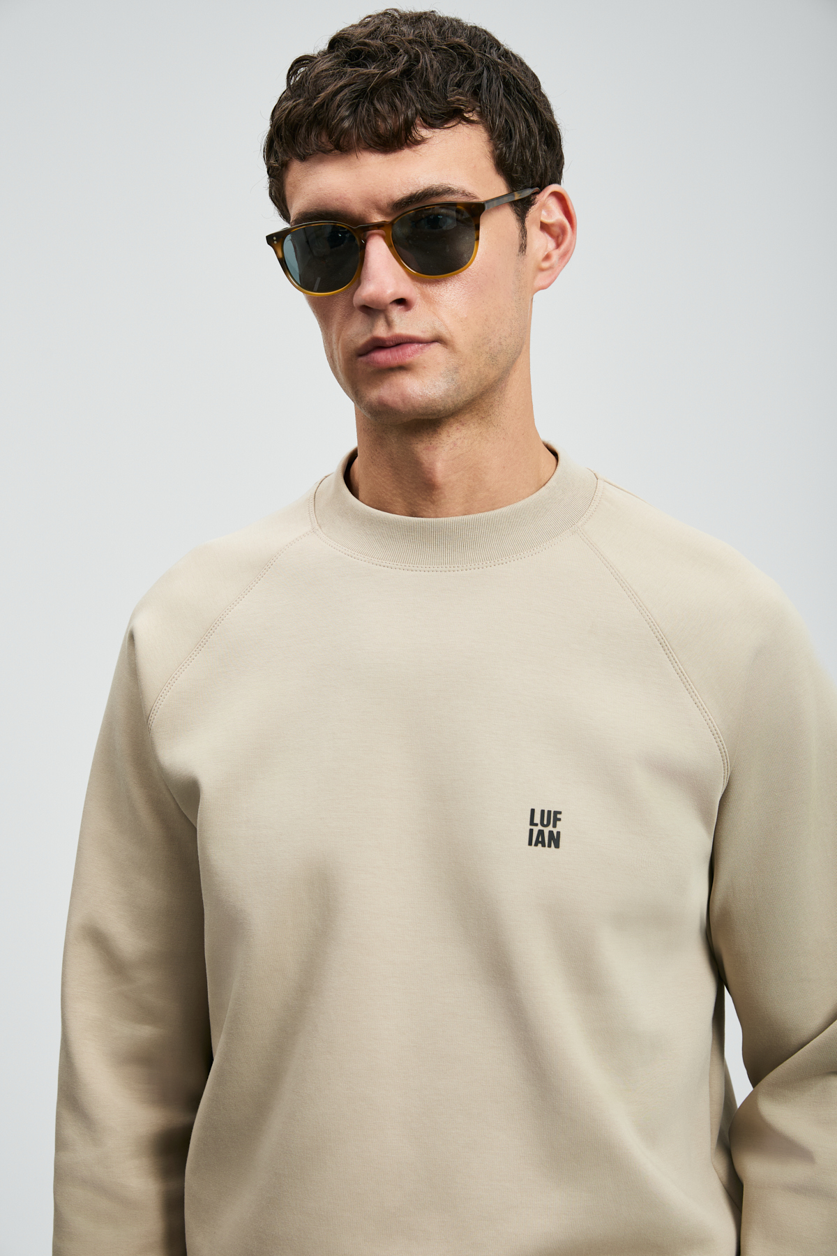 Lufian Grant Erkek Sweatshirt Bej görsel 5