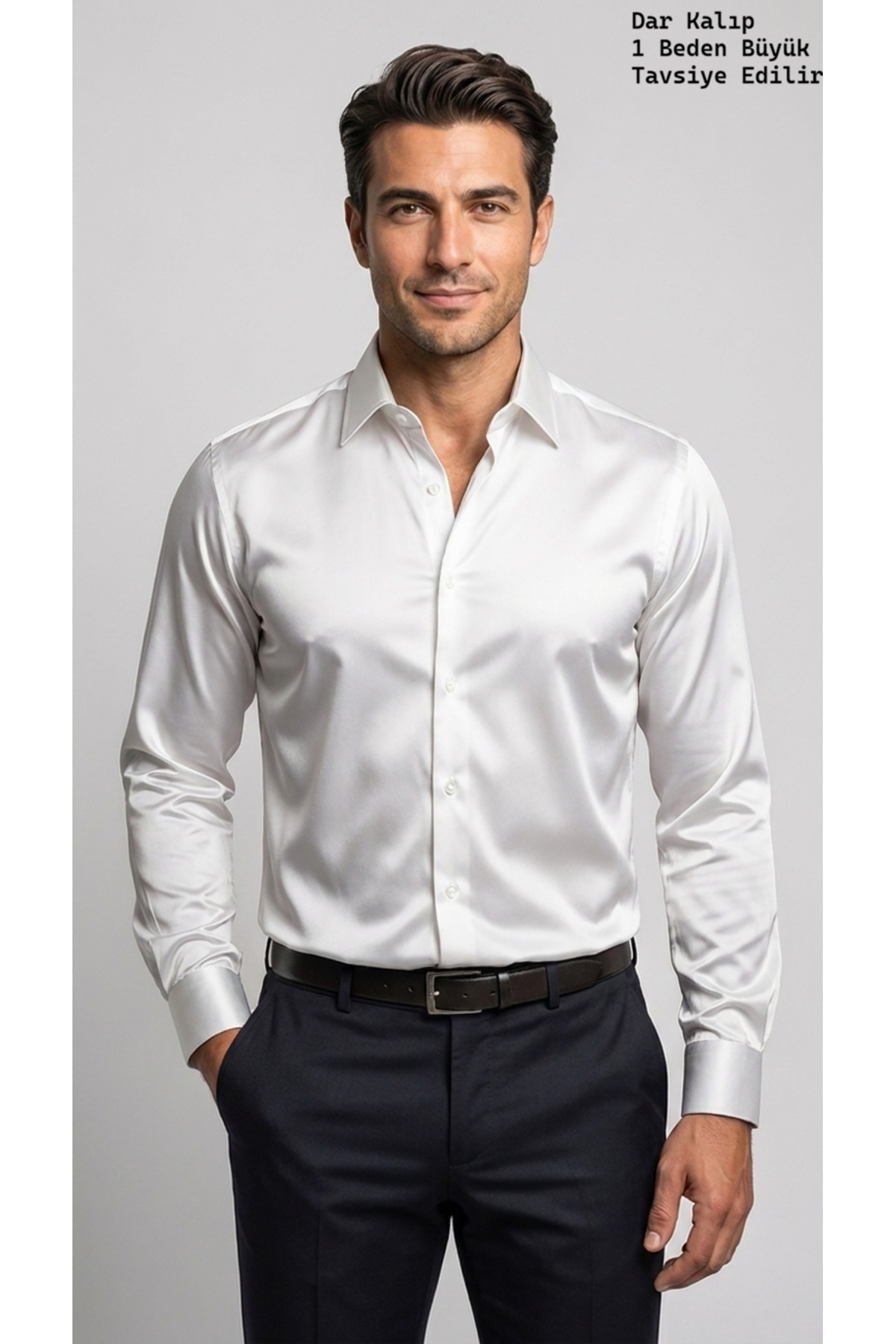 viyamen Erkek Slim Fit Klasik Saten Gömlek Uzun Kollu Modern Kesim
