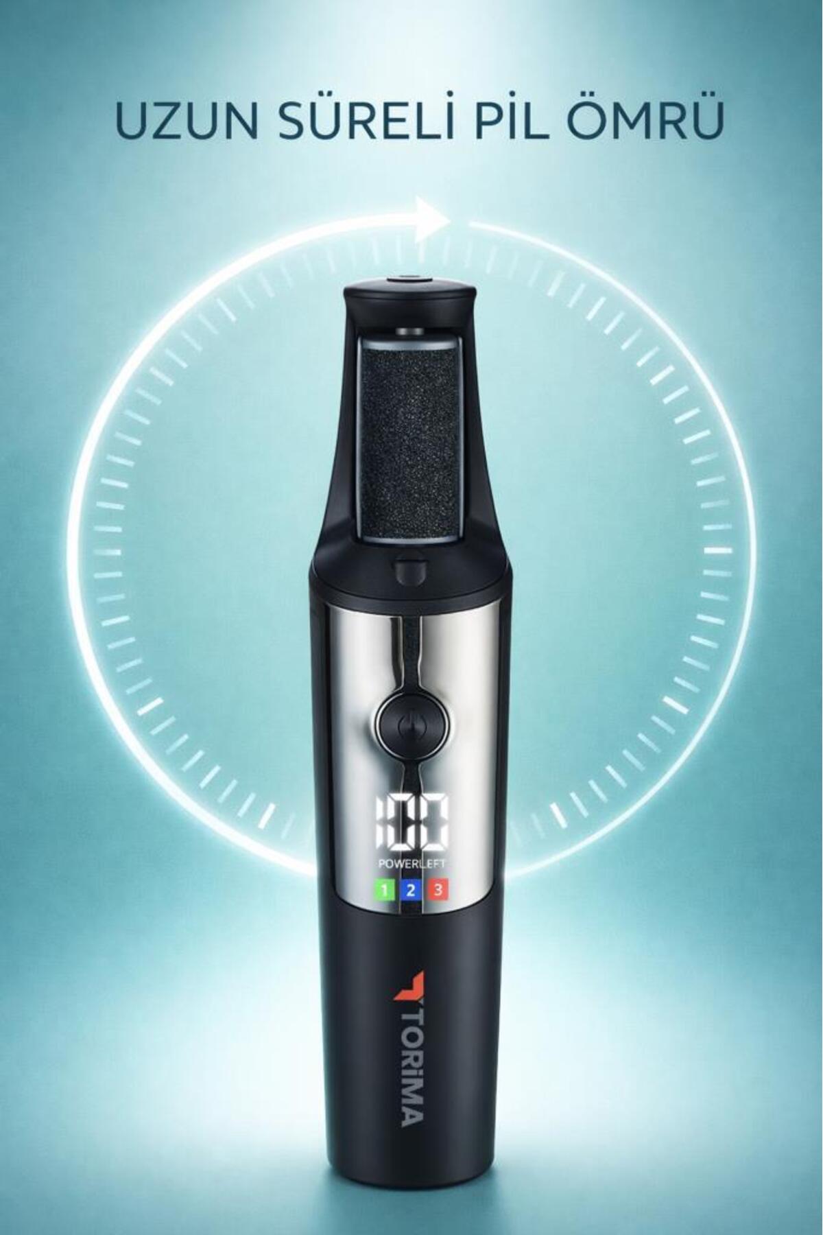 سوهان پا ضد آب و قابل شارژ با صفحه نمایش LCD و 3 سر، BCM-1140T، مشکی — تصویر 5 از 8