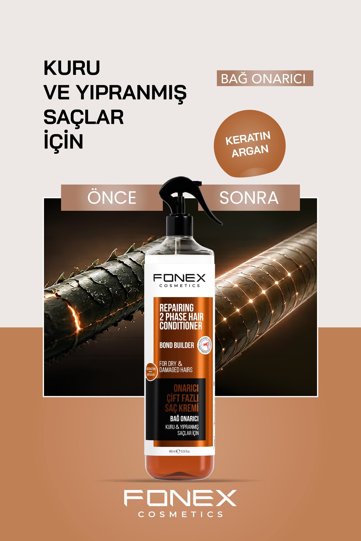 Çift Fazlı Sıvı Saç Kremi Onarıcı 400 ML — رنگارنگ UVRPB6J1D6 — تصویر 3 از 6