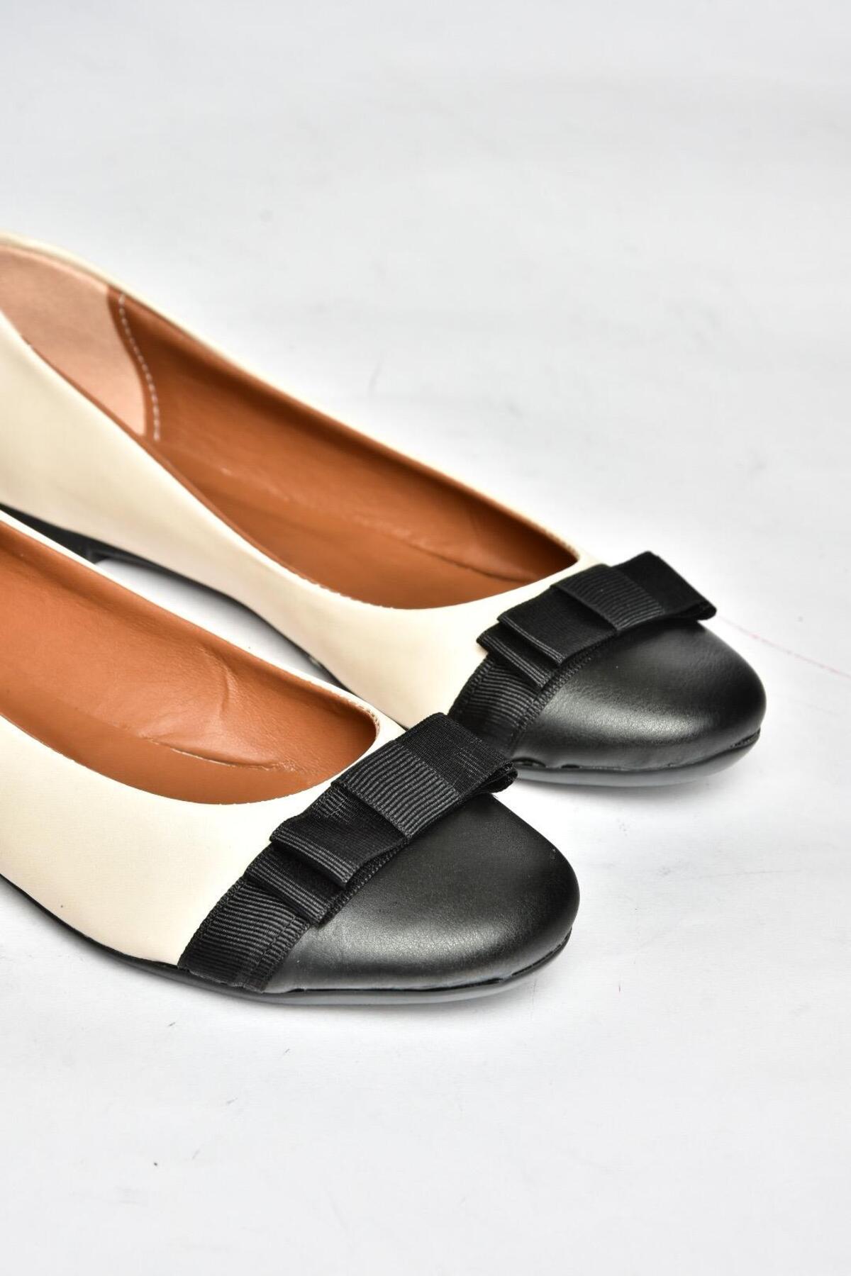 Fox Shoes Ten/Siyah Kadın Babet D726019509 görsel 6