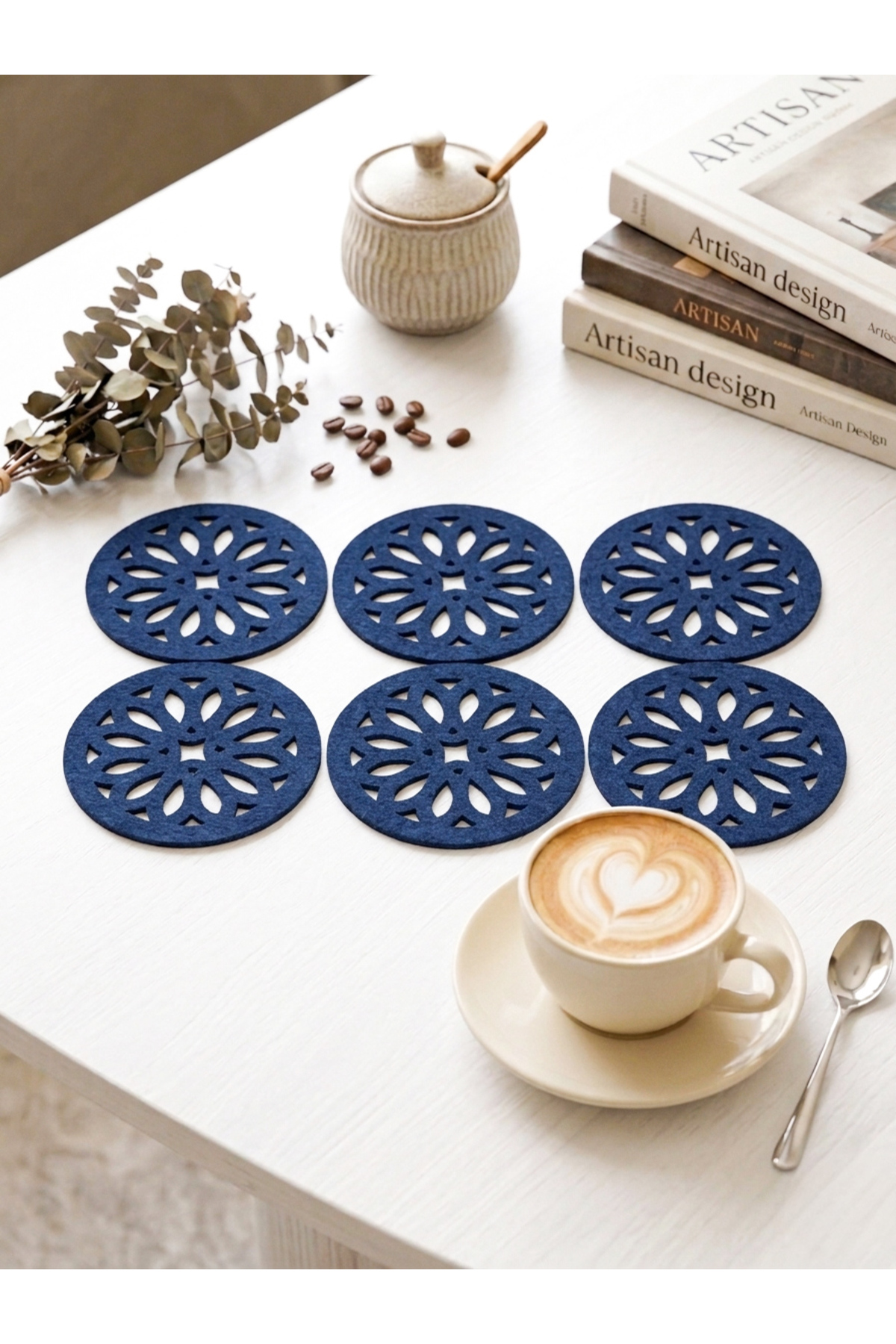 Lacıvert6-Piece Round Coaster 10x10cm