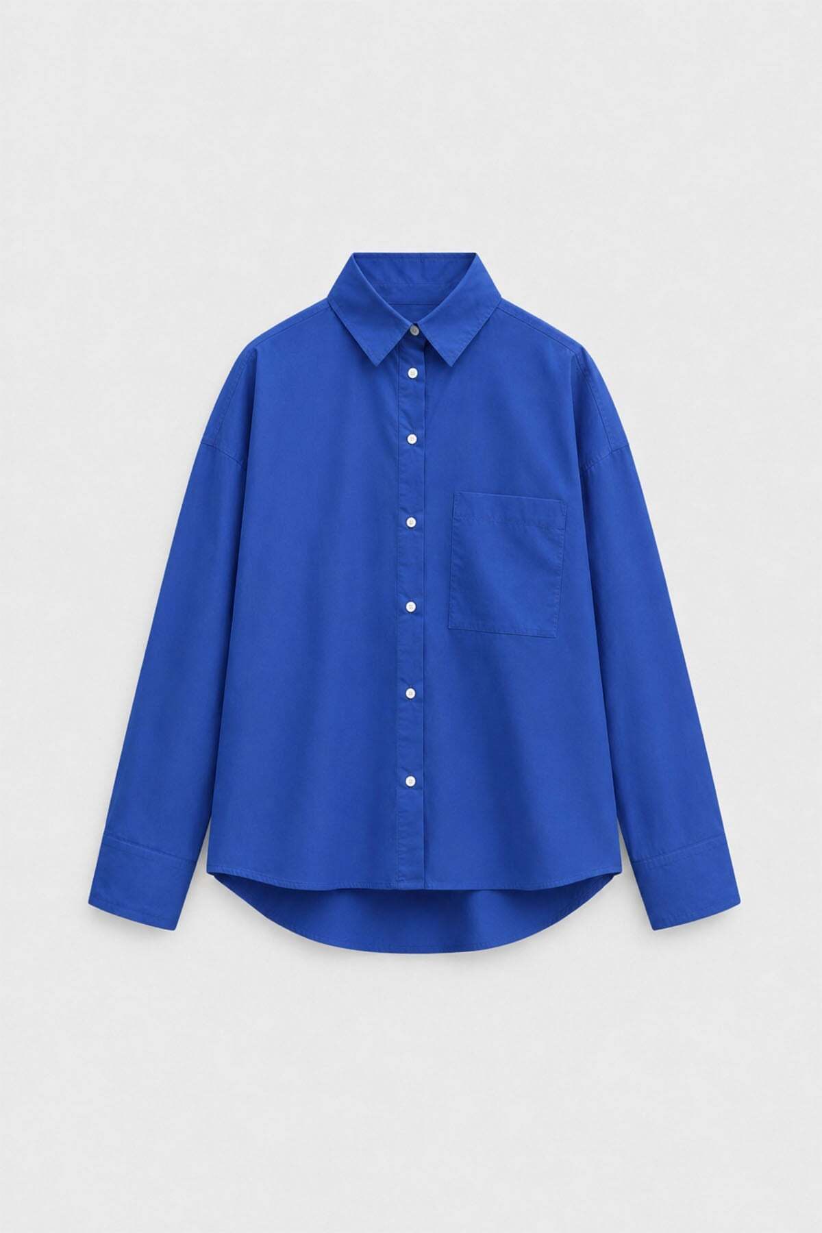 Suud Collection Mavi Klara Yıkamalı Poplin Gömlek görsel 5