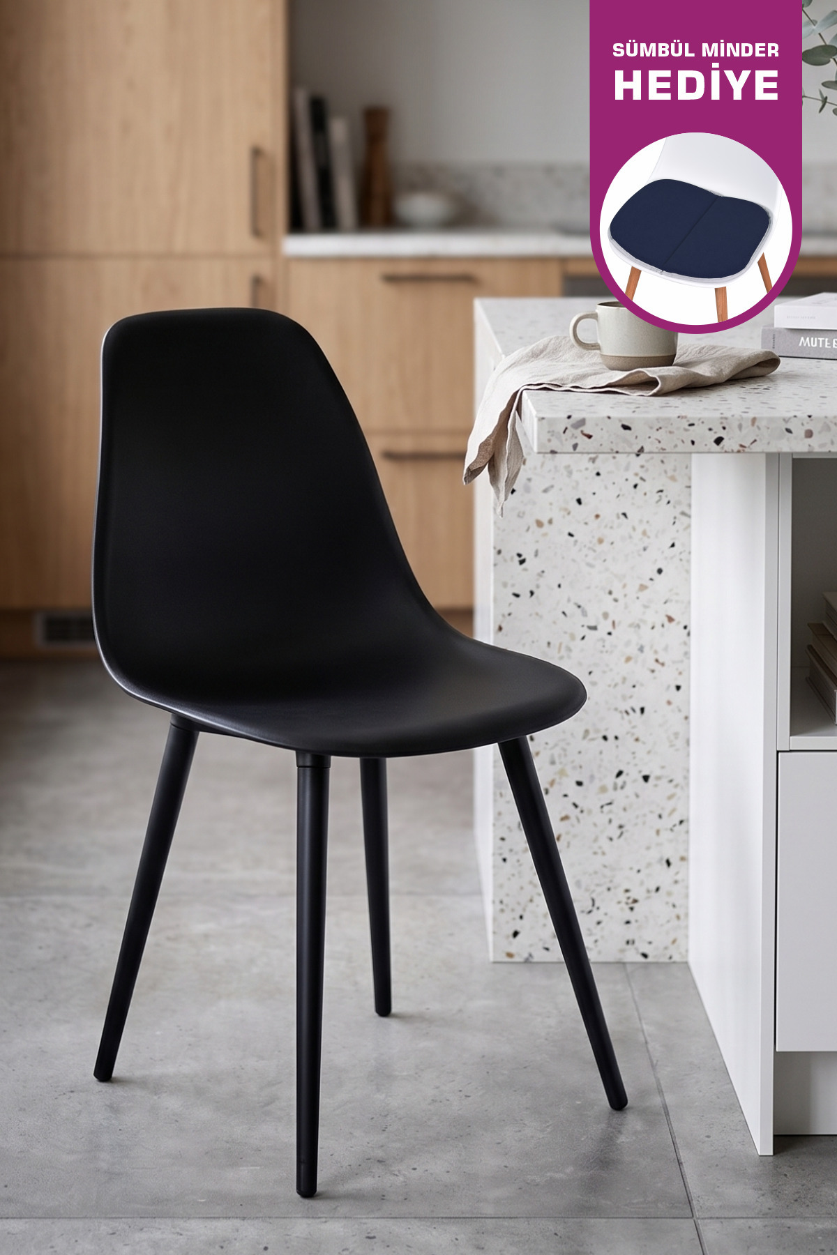 Eames Black Wooden Leg Plastic Black Chair