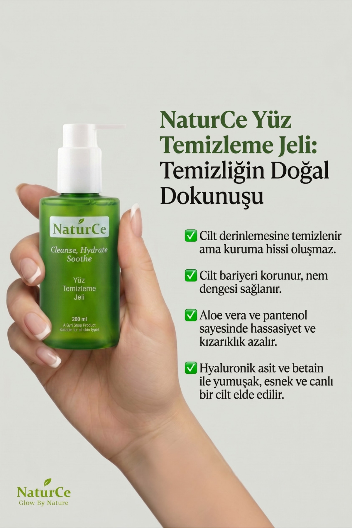 Aloe Vera & Hyaluronik Asit Yüz Yıkama Jeli - Arındırıcı, Temizleyici, Nem Dengeleyici Etki — kozmetik2 — تصویر 3 از 8