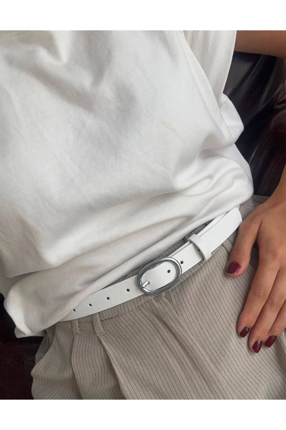 Oval Silver Buckle Belt
