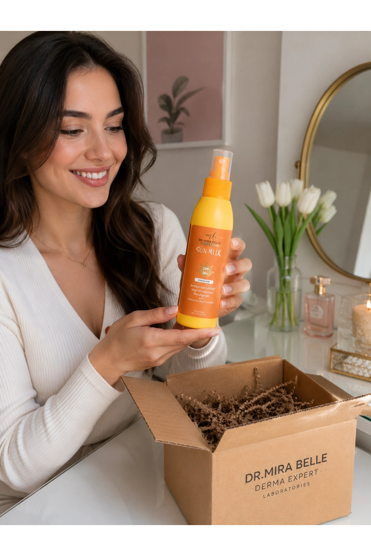 SPF 50+ Güneş Koruyucu Sun Milk 200 ml, Beyaz İz Bırakmayan Su Bazlı Hafif Dokulu C Vitaminli ve Hyaluronik Asitli Güneş Sütü — DDE.09.002 — تصویر 8 از 8