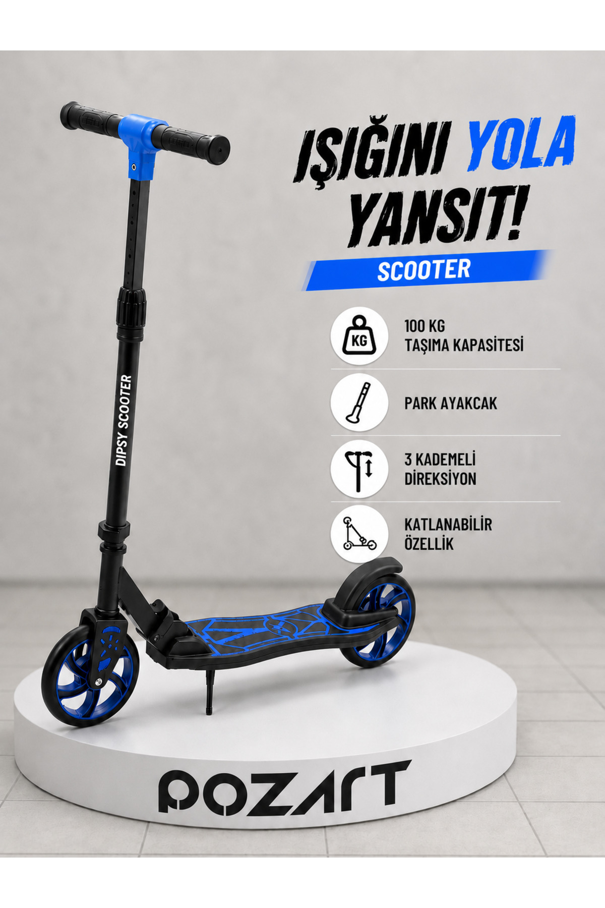 Foldable with Wheels + Max 100 kg Carrying Capacity Over 12 Years 9-12 Years old with BrakeScooter