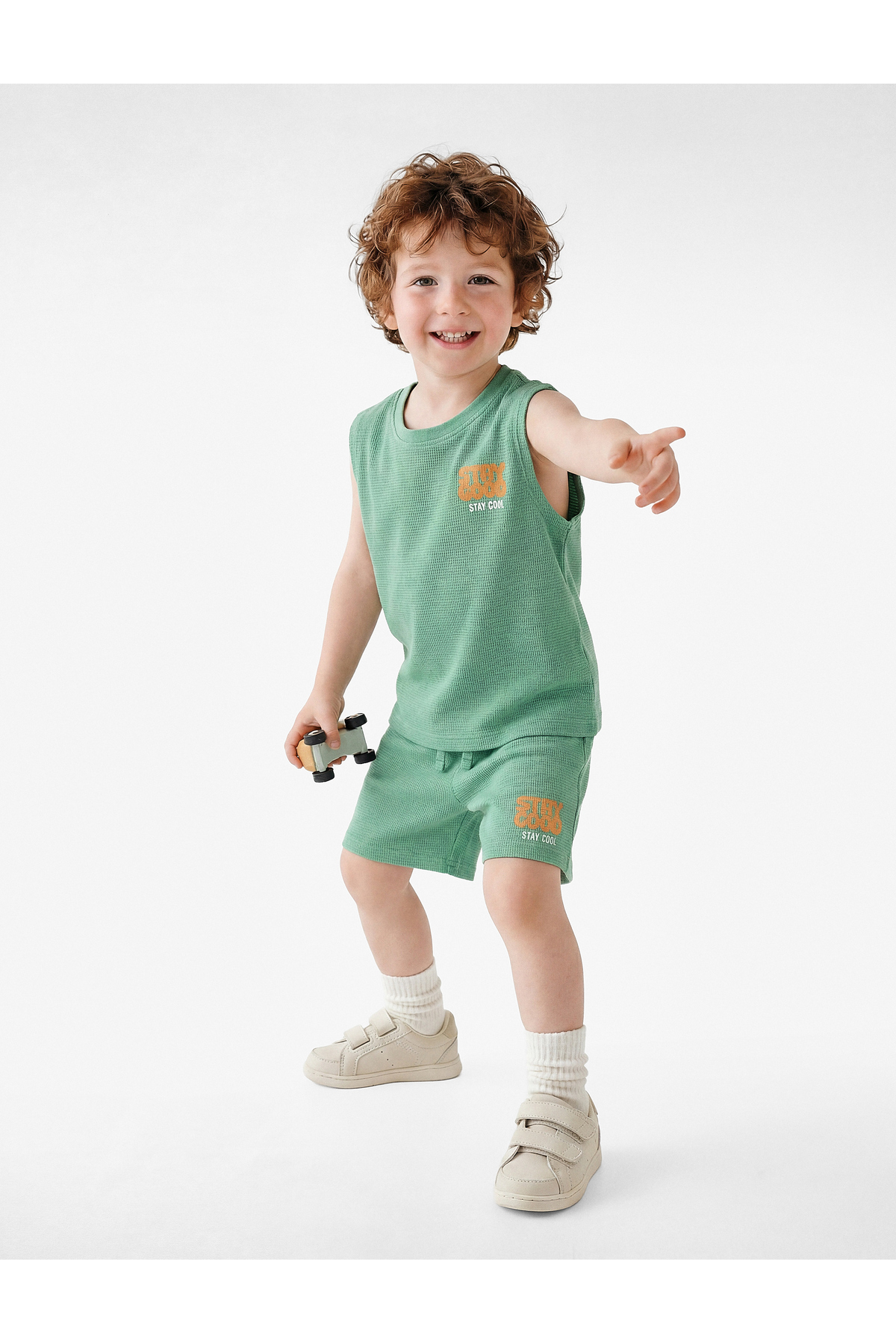 Koton Crew Neck Sleeveless Printed Cotton Tank Top and Shorts Set - Set of 2