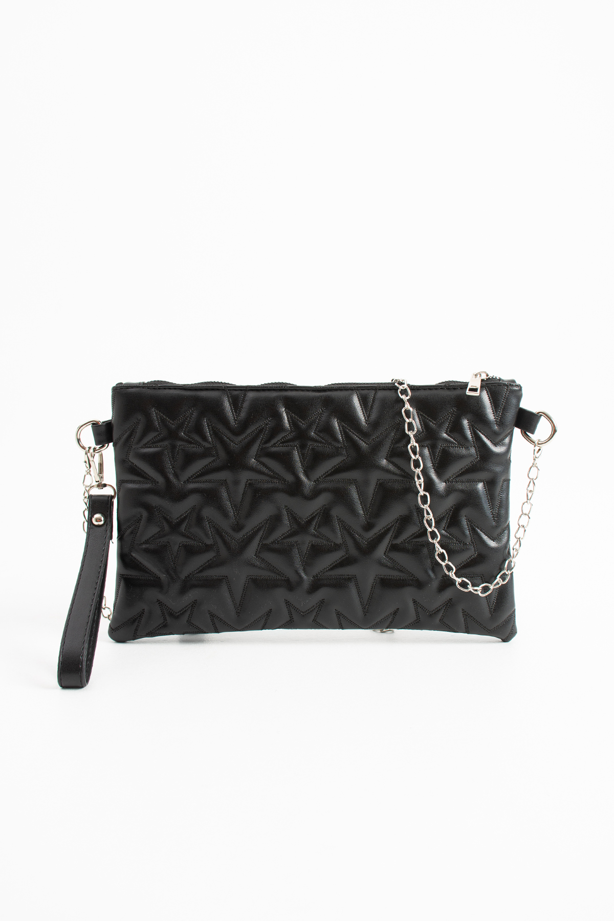 Zealous Yıldız desenli siyah Portföy & Clutch Çanta Çıkarabilir Bileklik Askılı çanta görsel 2