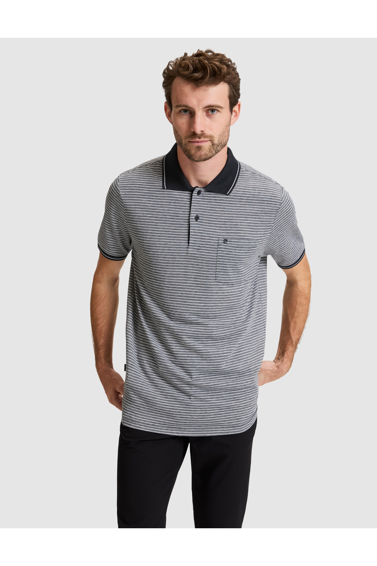Pierre Cardin Black Regular Fit Buttoned Polo Collar T-Shirt 50307848-Vr046