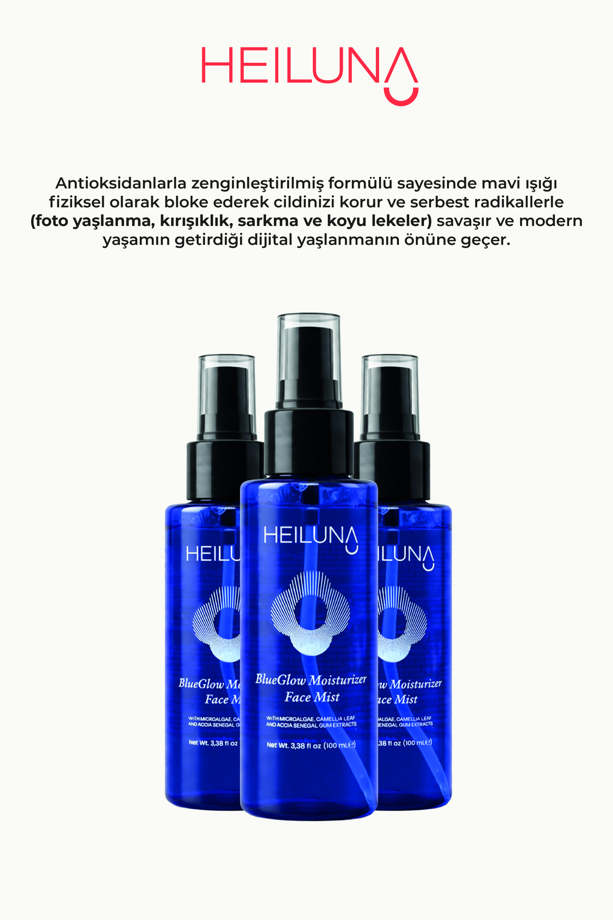 Mavi Işık Koruyucu Işıltı Veren Yüz Spreyi | Mikroalg & Akasya Senegal | 100 ml — 5048 — تصویر 4 از 4