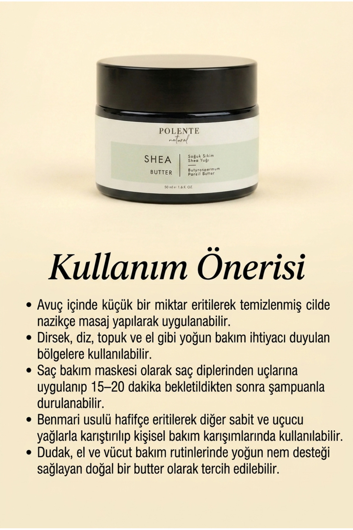 Shea Butter - Soğuk Sıkım (50 Ml) — Shea Yağı Cam Kavanoz — تصویر 5 از 5