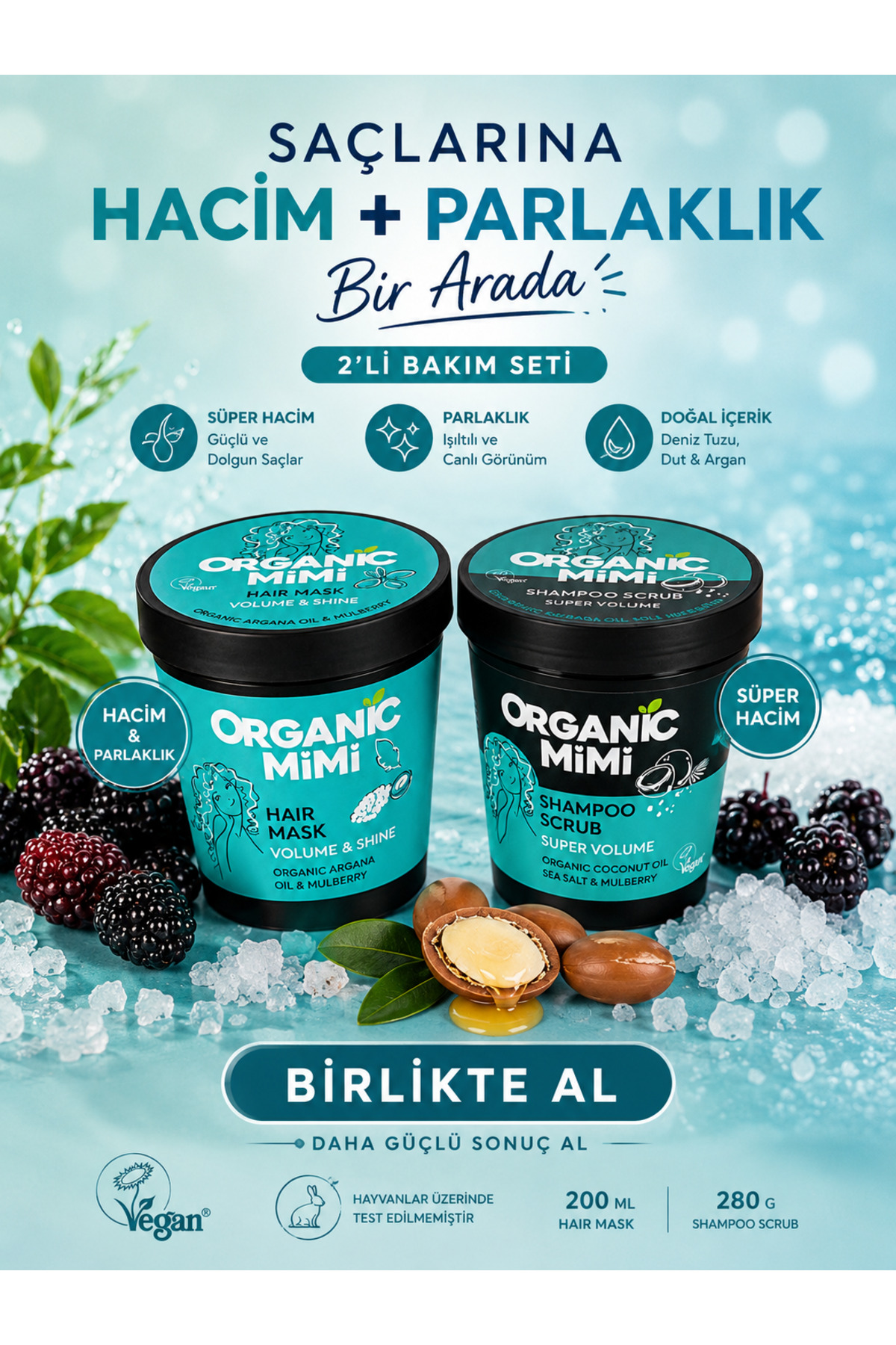 Peeling Şampuanı Deniz Tuzu ve Dut Özlü Kepek Önleyici Süper Hacim Kazandırıcı 280 G — 8606032061310 — تصویر 6 از 9