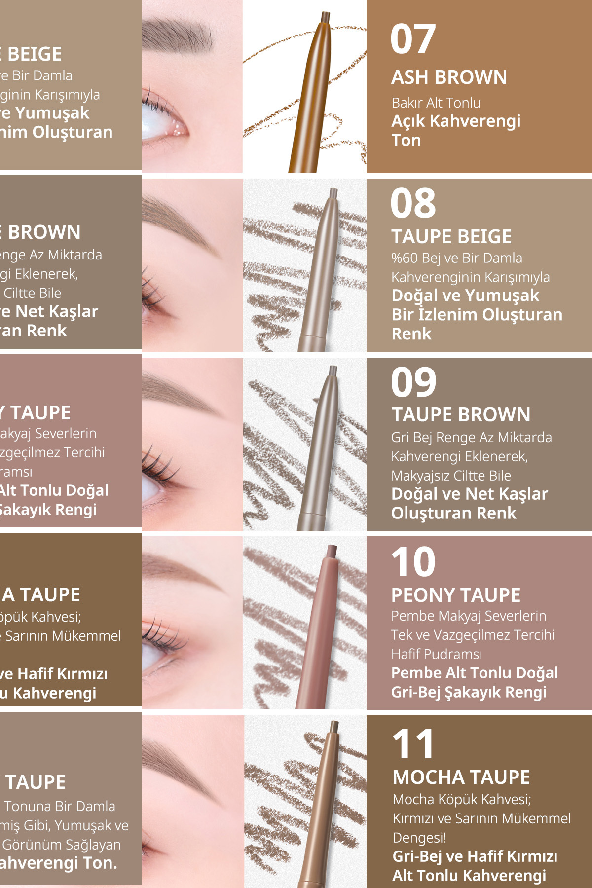 Ultra İnce Uçlu, Doğal Görünüm Veren Kaş Kalemi PERIPERA Speedy Skinny Brow (9 Taupe Brown) — قهوه‌ای 6342 — تصویر 5 از 9