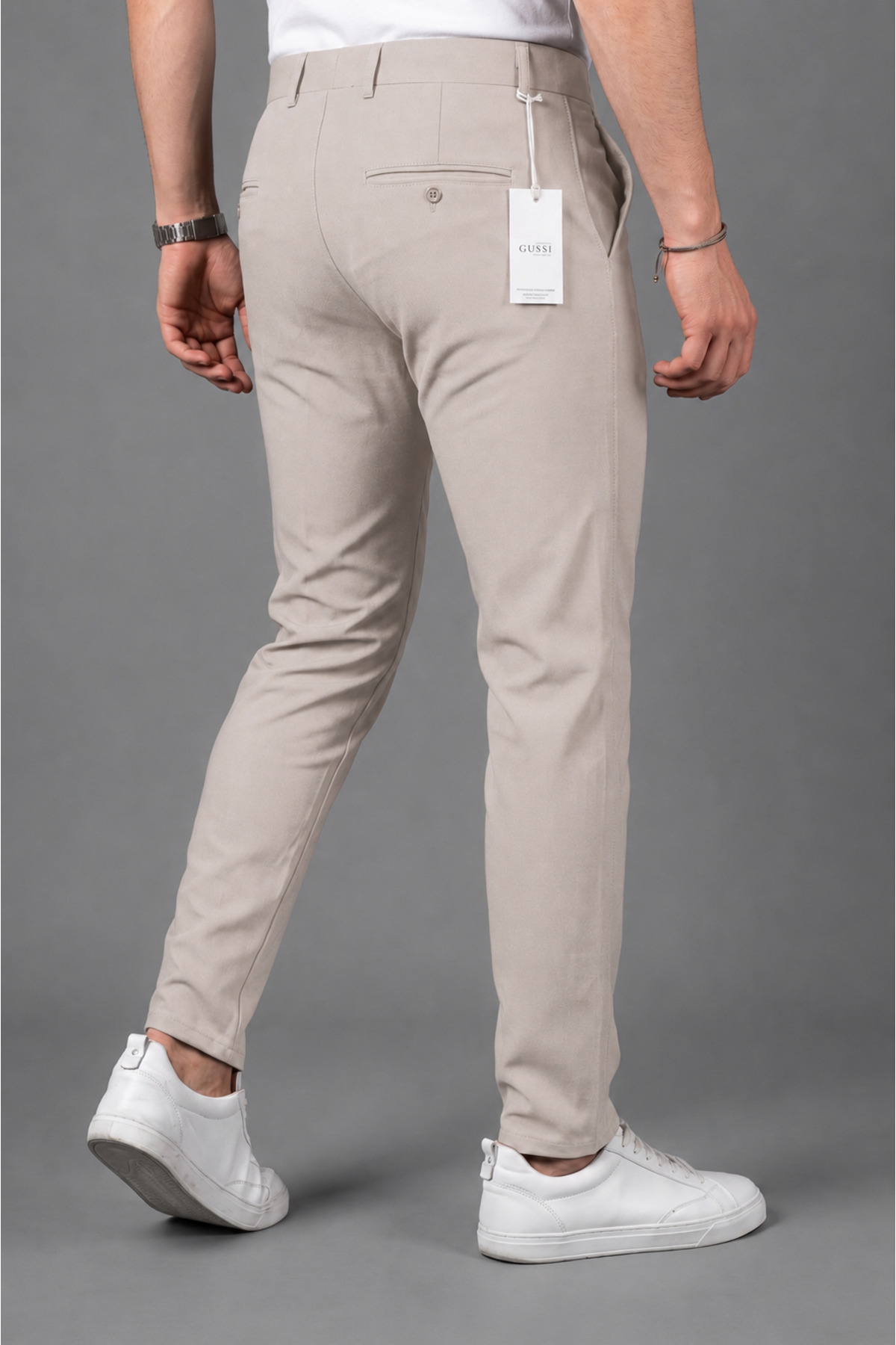 Erkek Bej Renk Kaliteli Esnek Likralı Slim Fit Kumaş Pantolon — بژ KUMAŞ-SLİM — تصویر 5 از 5