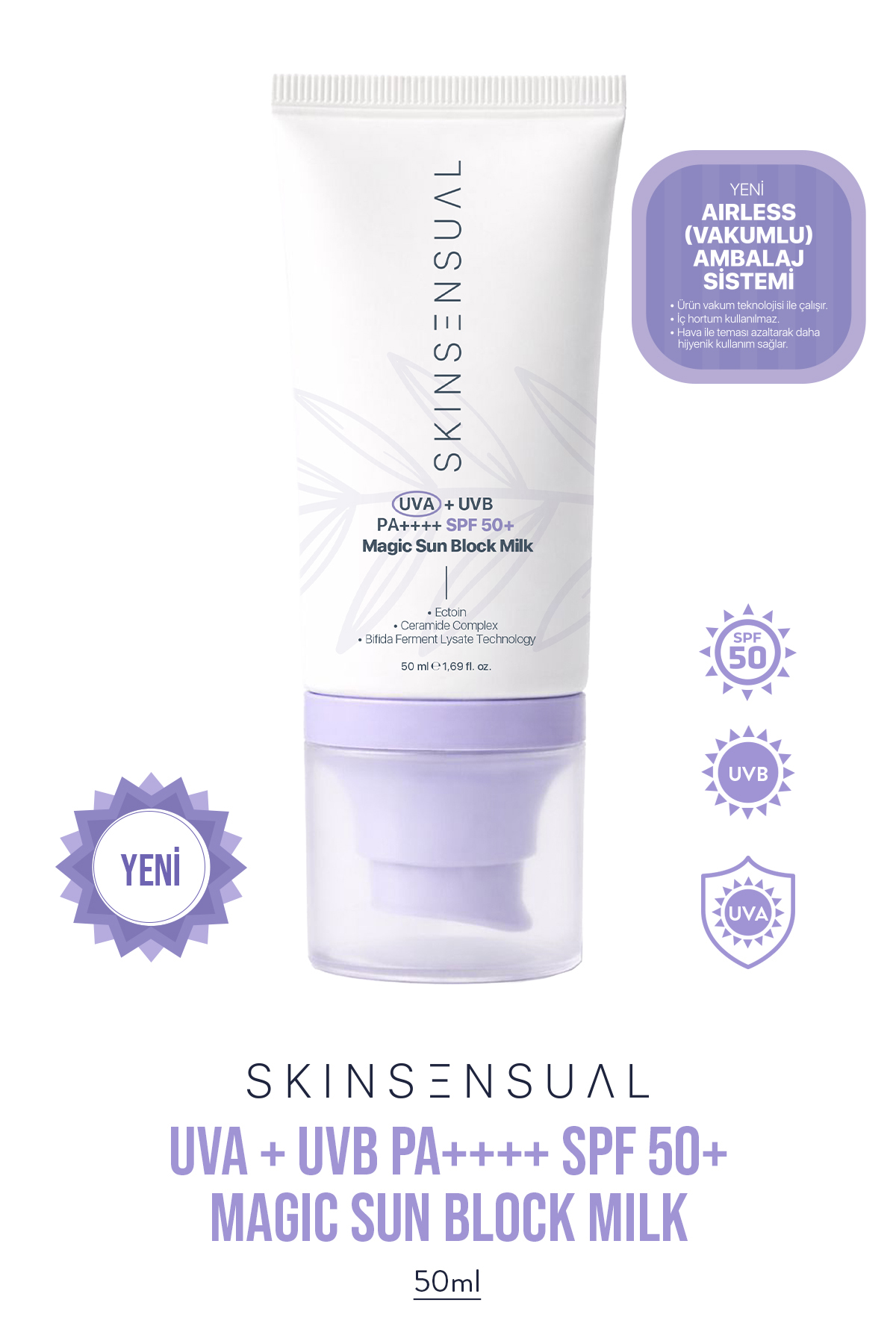 Skin Sensual Magic Sun Block Milk SPF 50+ Yeni Nesil Filtreli Yüz Güneş Kremi...