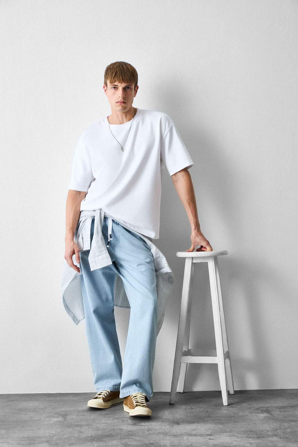Baggy Fit Normal Bel Geniş Paça Jean Pantolon I4191AX26HS — آبی — تصویر 3 از 5