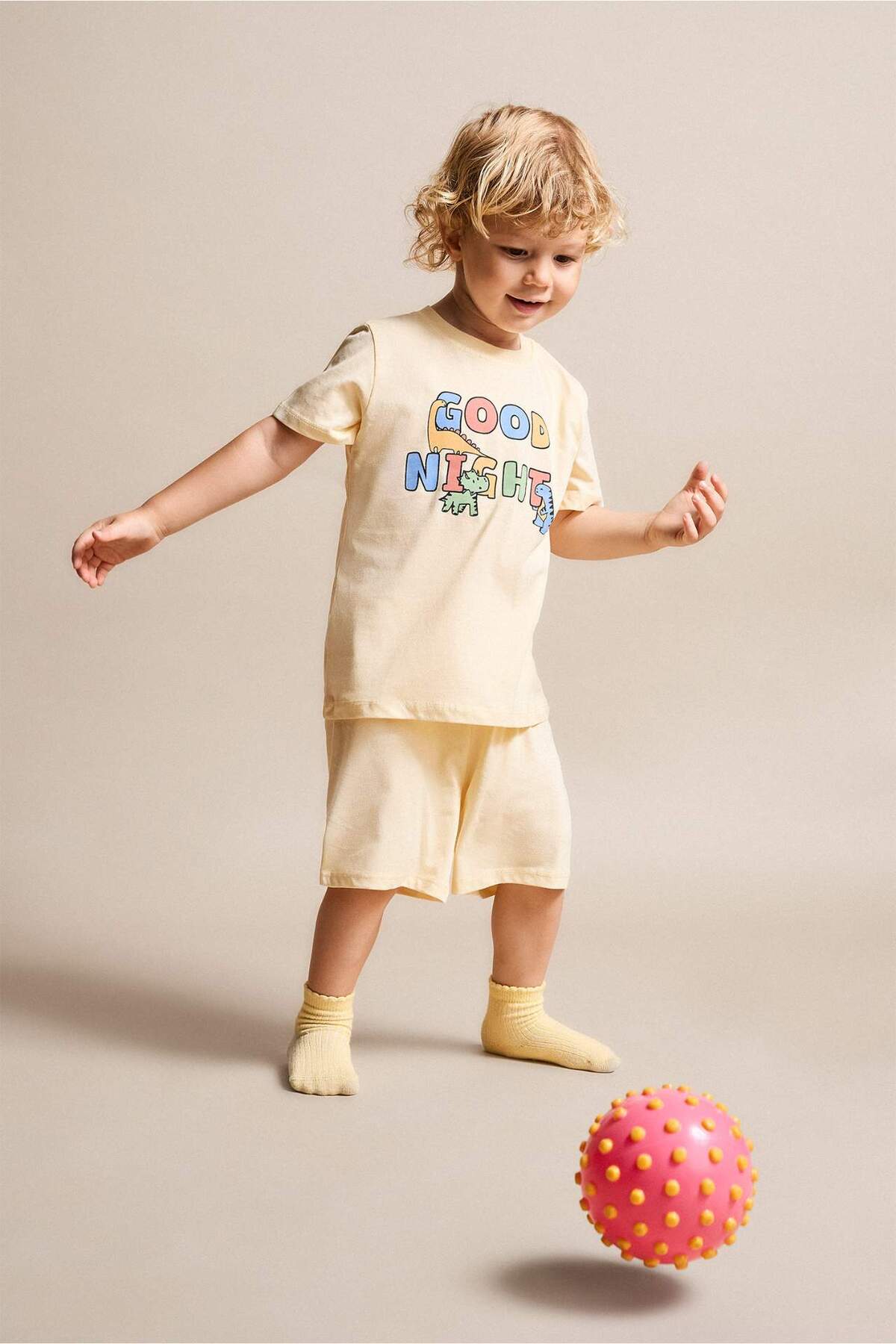 Defacto 100% Cotton Patterned Short Sleeve Top Shorts Bottom 2-Piece Pajama Set Baby Boy G8864A526Sm