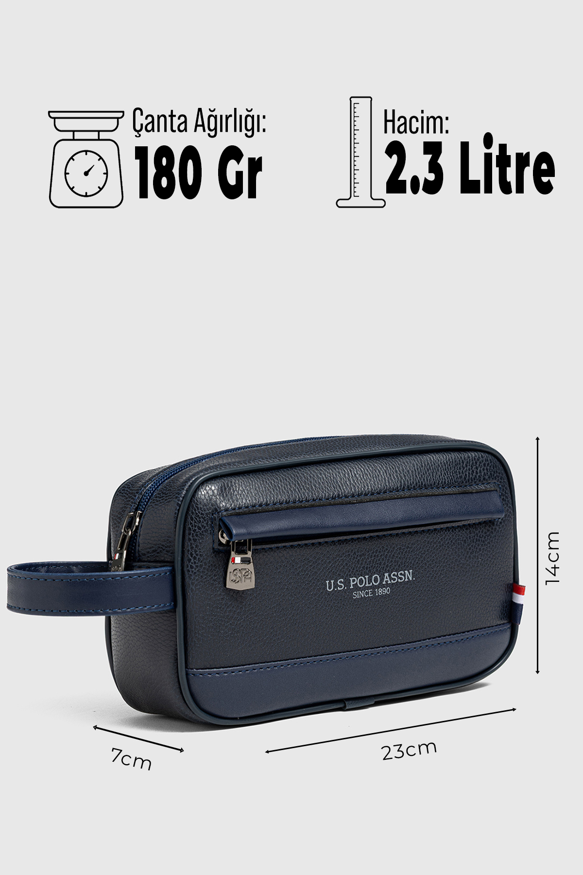 U.S. Polo Assn. U.S Polo Assn 26012 Erkek El Portföyü El Çantası Clutch Çanta Traş Çantası LACİVERT görsel 8