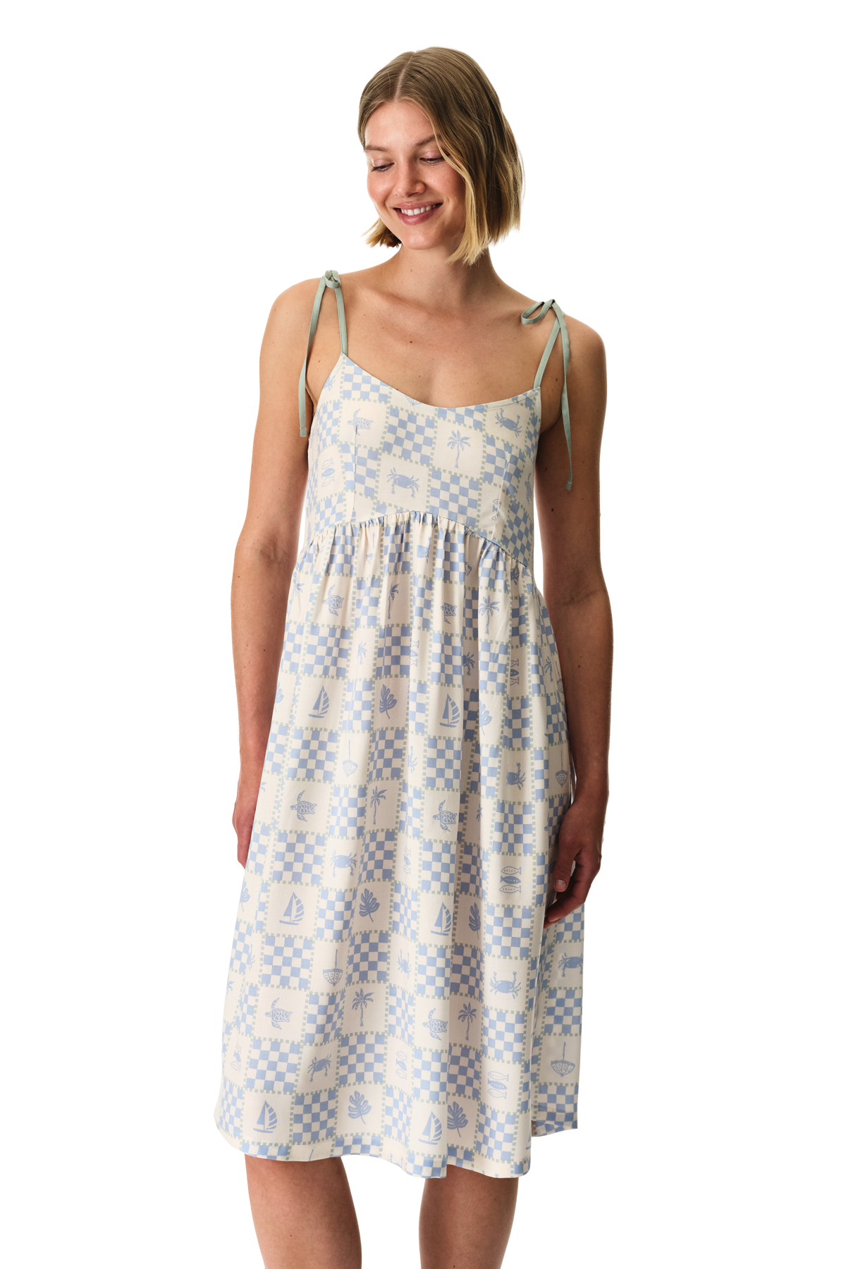 Penti Blue Sun Kissed Gingham Patterned Nightgown