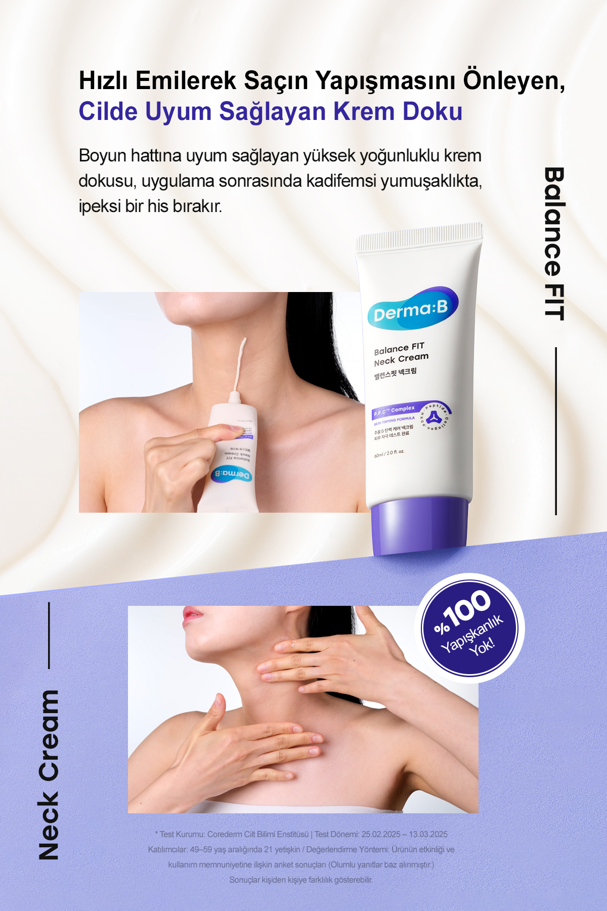 PDRN ve Kolajen İçerikli Kırışıklık Karşıtı, Aydınlatıcı Boyun Kremi DERMA:B Balance FIT Neck Cream — 9827 — تصویر 7 از 9