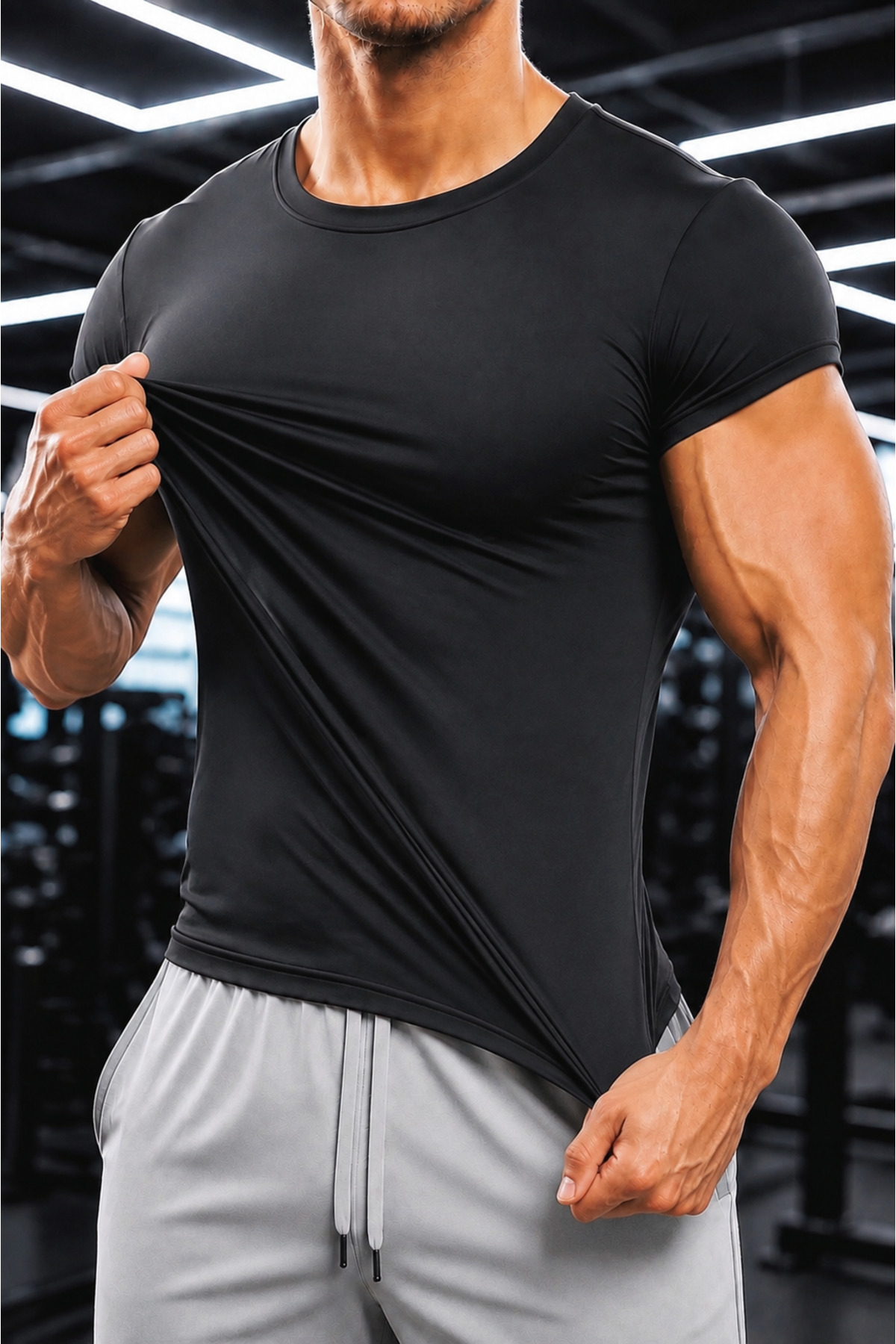 Sapeur Erkek Premium Slim Fit Katlamalı Kollu Günlük & Spor Tişört - Ultra Esnek ve Nefes Alan görsel 5