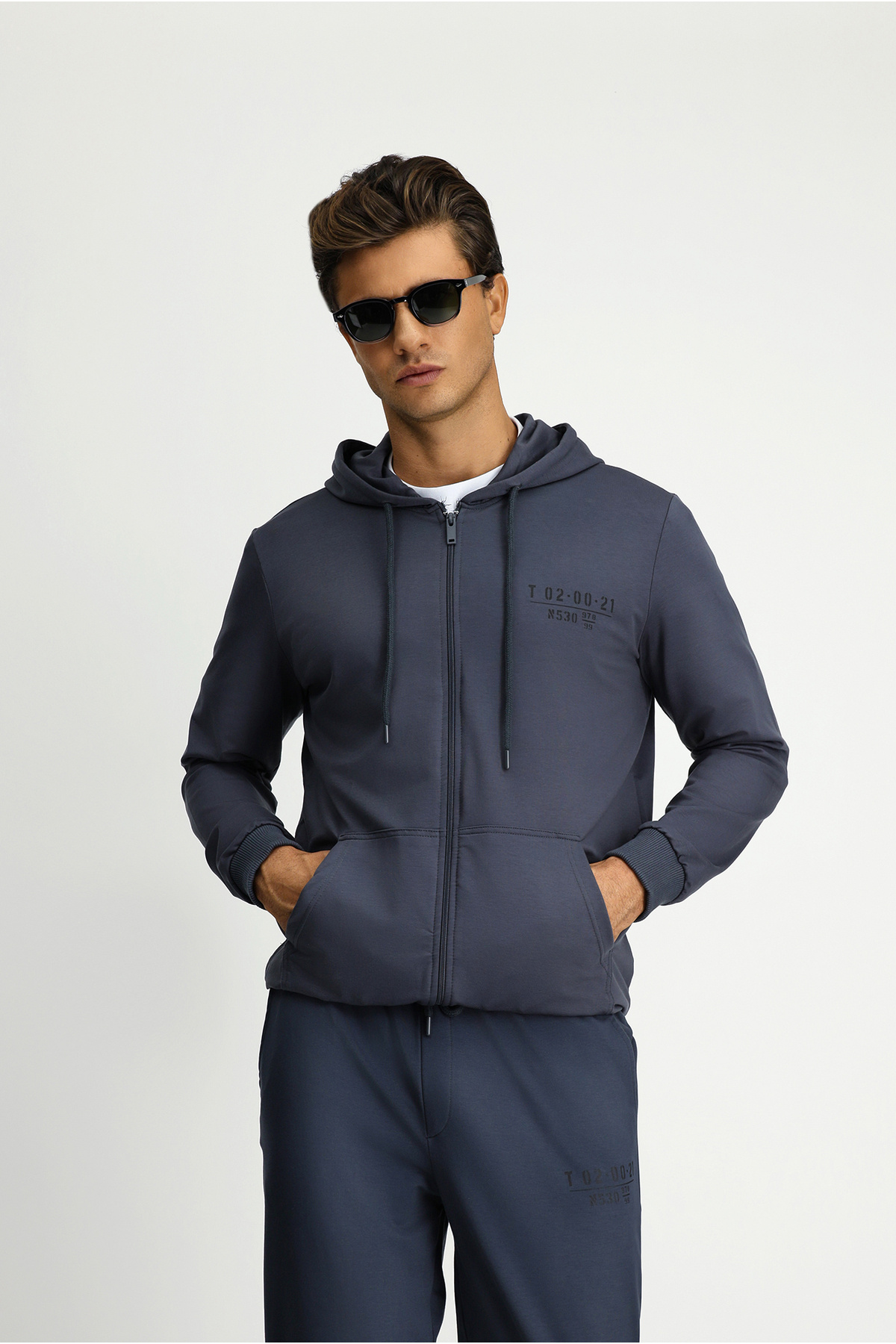Kiğılı Kapüşonlu Regular Fit Fermuarlı Baskılı Pamuklu Sweatshirt görsel 5