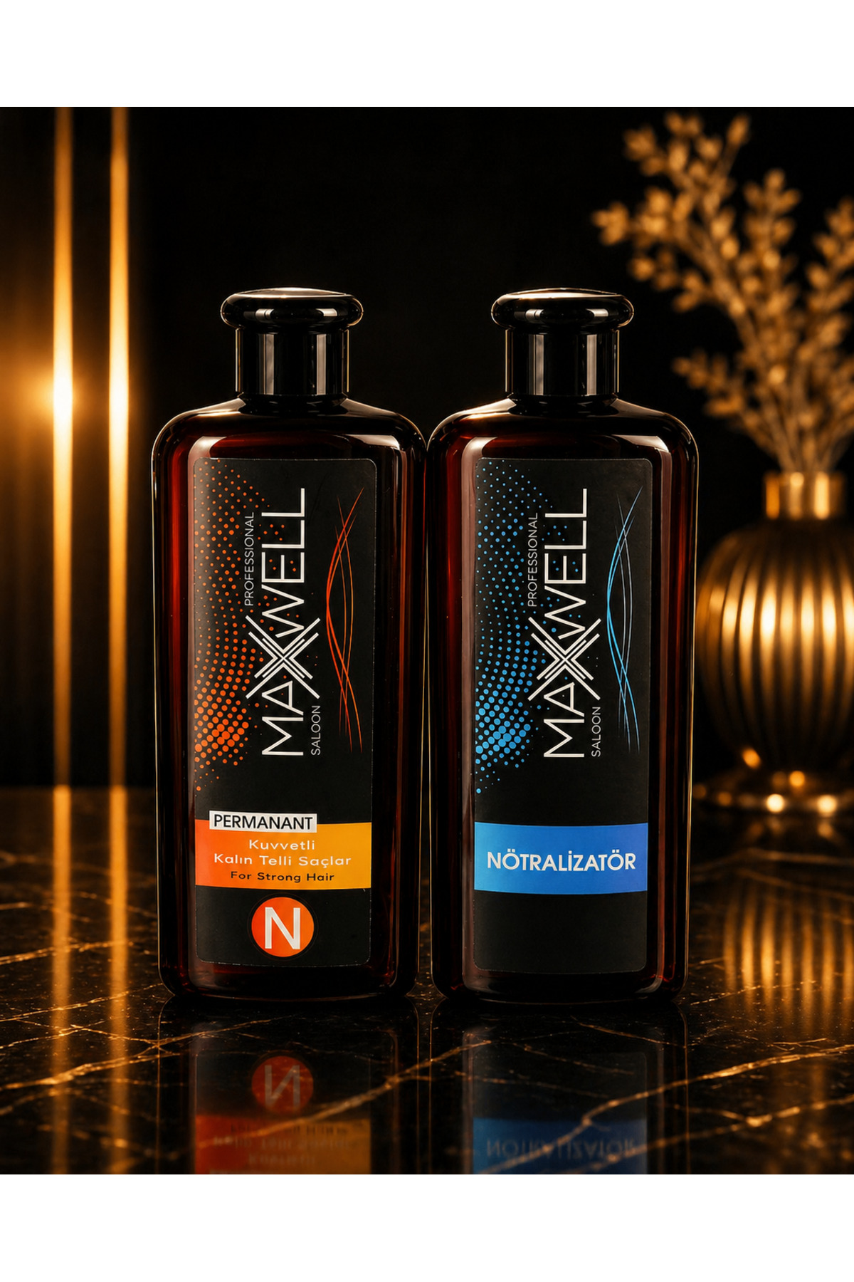 Maxwell Professional Güçlü Perma Seti - Kalın Telli ve Dirençli Saçlar İçin 500ml Perma (N) + 500ml Nötralizatör — TYCC50FB37D54DD5D7D55D000