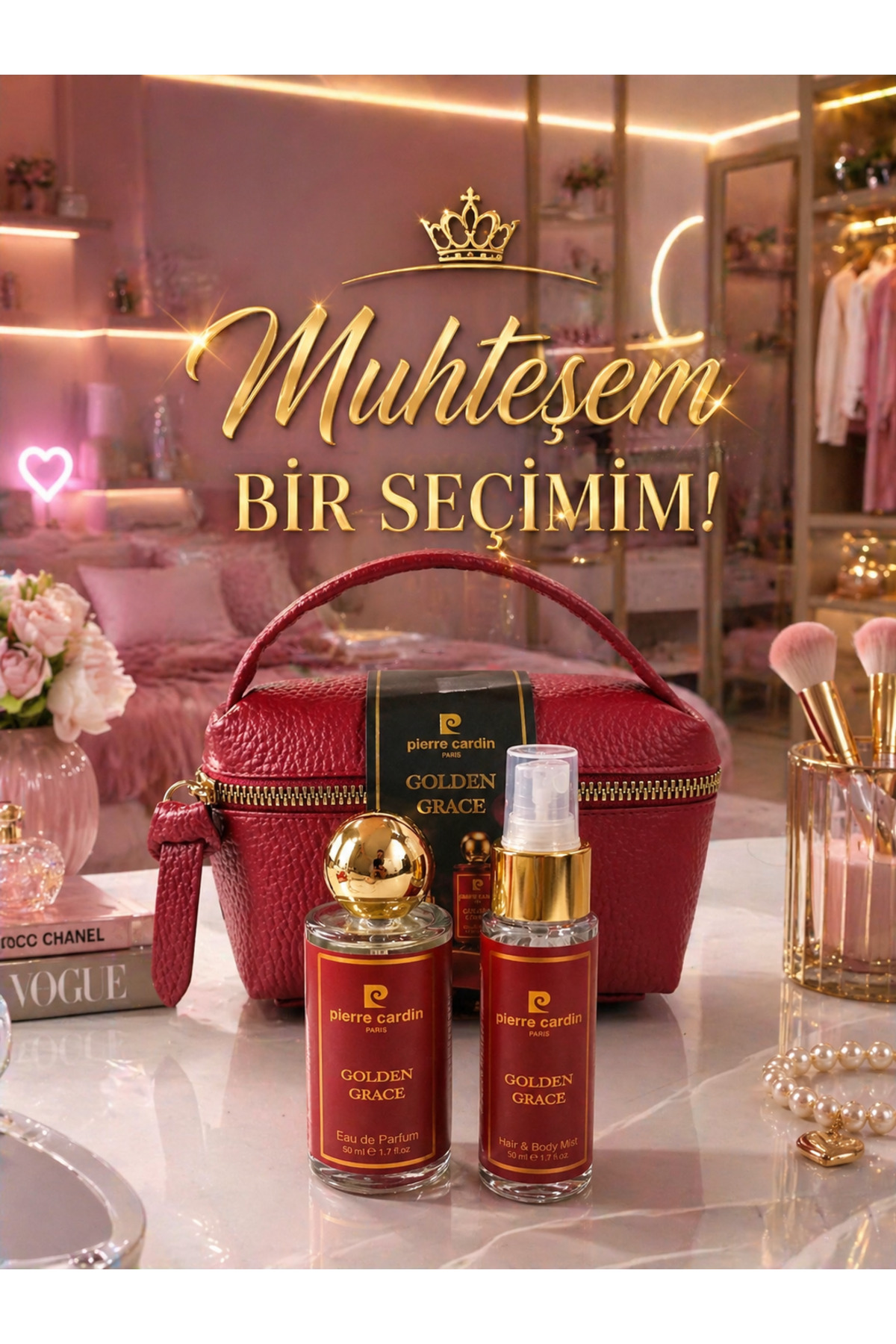 عطر زنانه جدید گلدن گریس ۵۰ میلی‌لیتر ادوپرفیوم + اسپری بدن مو ۵۰ میلی‌لیتر + کیف — TYC3A98F50CE5B701F7AAE900 — تصویر 4 از 6