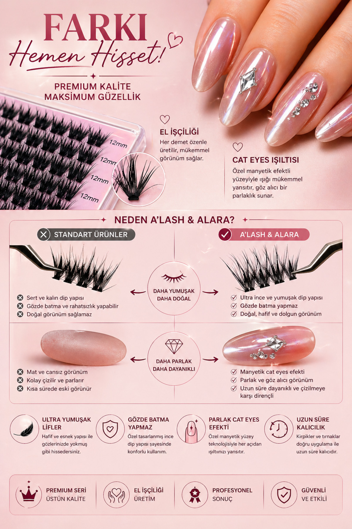 Alara’nın Güzellik Kombini 280 Demet 30D 40D Takma Kirpik Seti + 12’li Cat Eyes Takma Tırnak (Bond & Seal Dahil) Full Set — ALR-GUZ-KONBIN-01 — تصویر 5 از 7