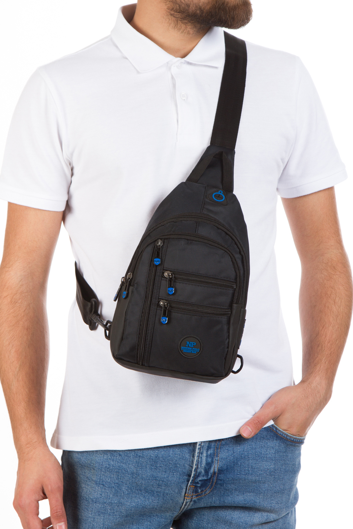 Newish Polo Unisex Su Geçirmez Kulaklık Usb Çıkışlı Çapraz Askılı Çanta Bel Omuz Ve Göğüs Çanta +Kartlık cüzdan görsel 5