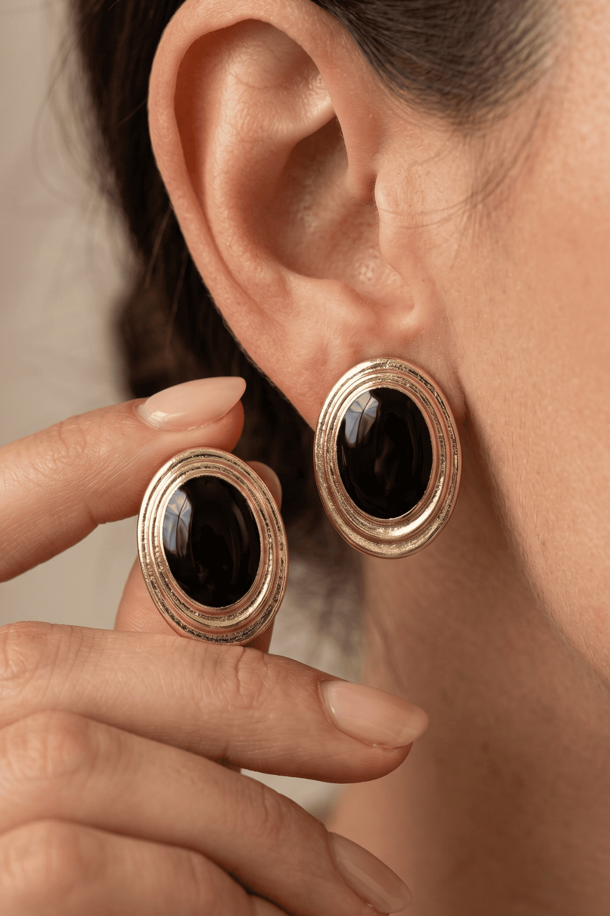 Women's Colorful Oval Vintage Earrings
