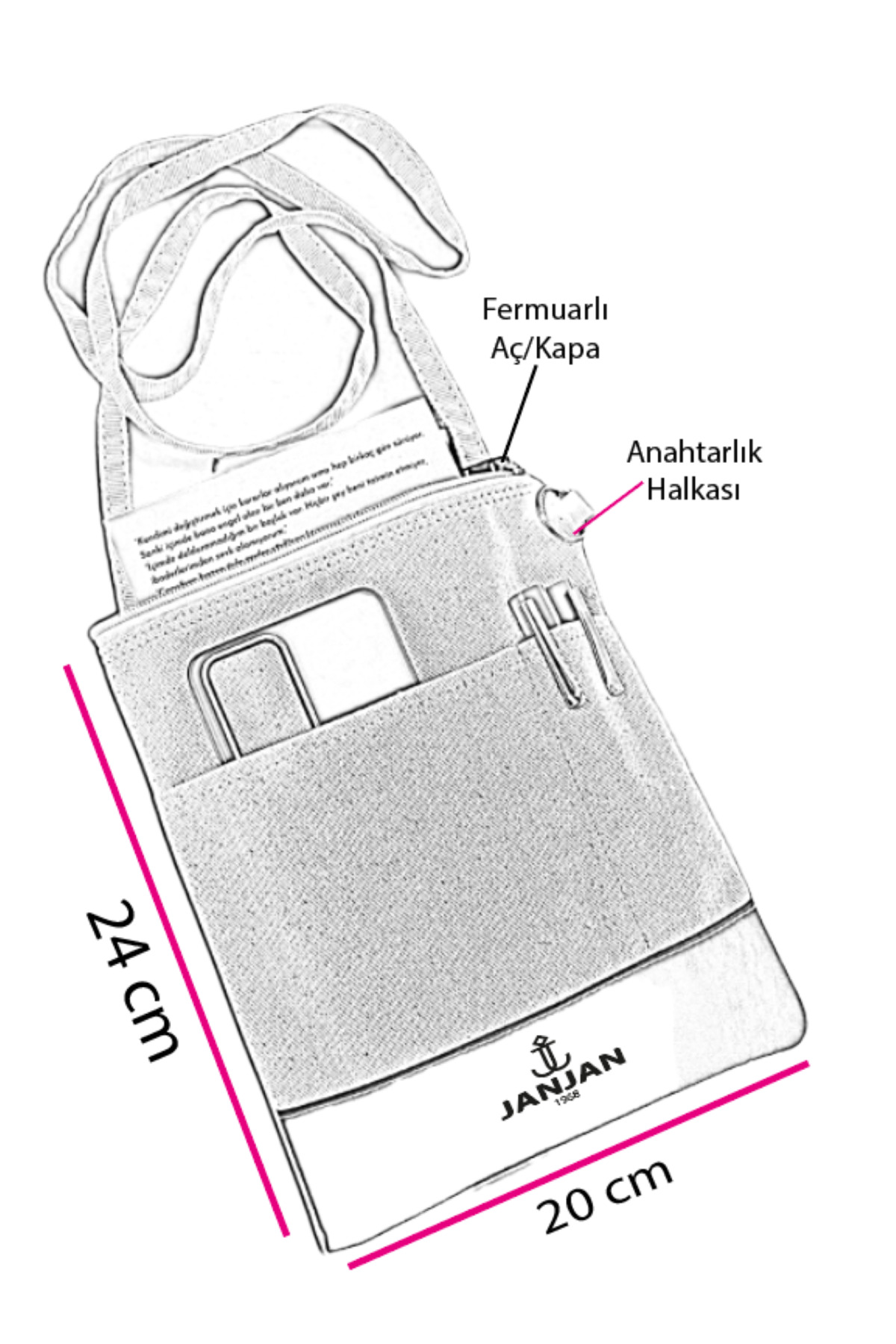 JANJAN Kitap Çantası,Kitap Kılıfı,Askılı Kitap Çantası,Tablet Çantası,Ebook Çantası 24x20cm,FERMUARLI KİTAP KILIFI,KİTAP AYRAÇ,Organizer Çanta görsel 4
