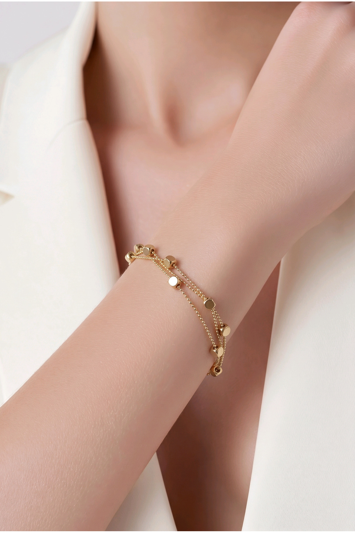 GOLD COLOR SQUARE DORIKA MODEL 3 STEEL BRACELET