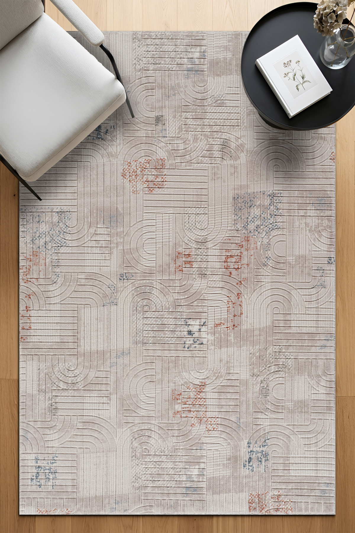 Anti-Slip Base Modern Pattern Carpet Runner Stain Resistant Easy to Clean Hallway Living Room Bed Kitchen Room