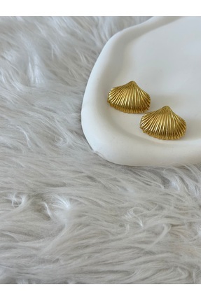 Revoia Deniz Kabuğu Formlu Gold Küpe