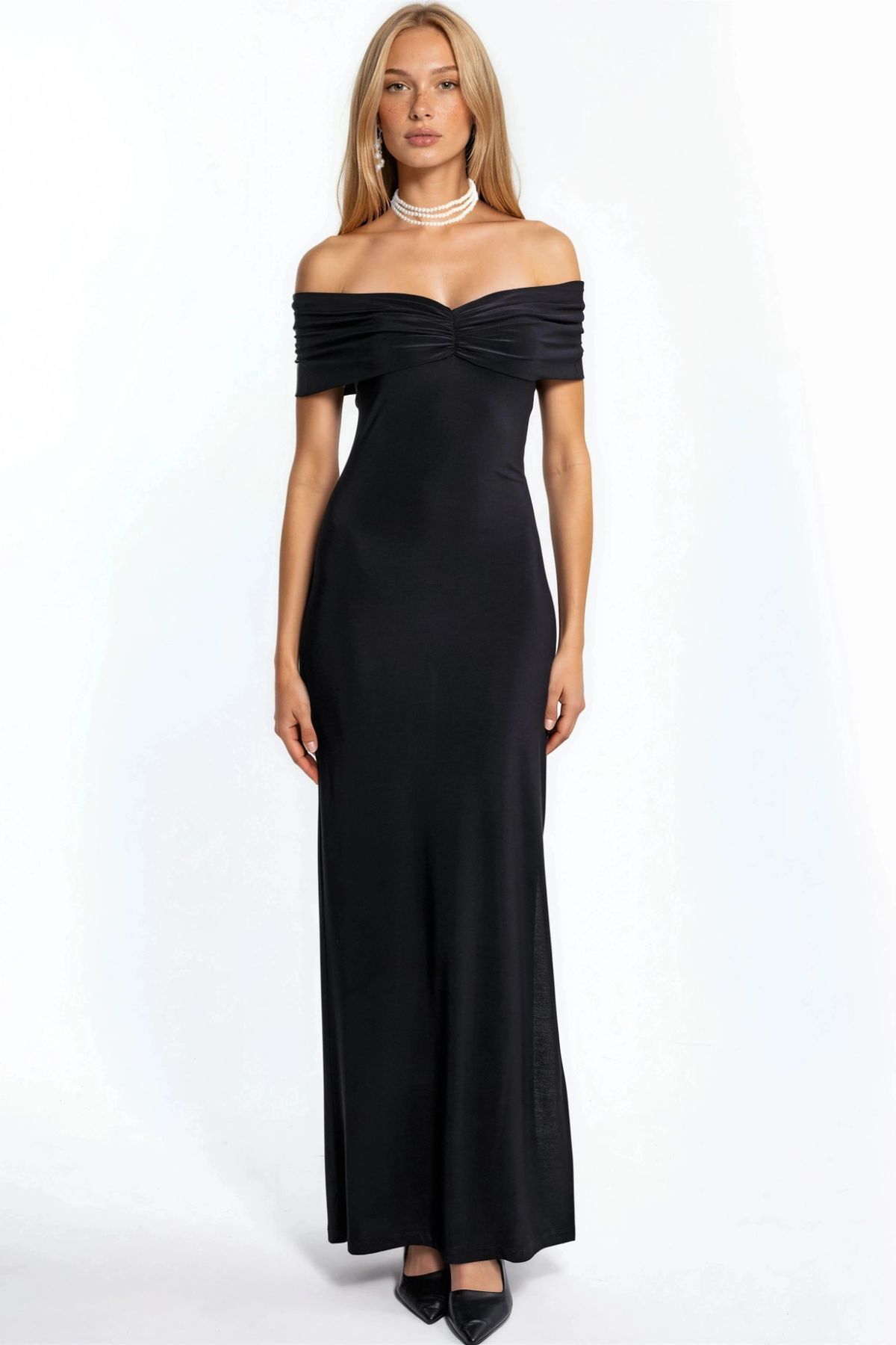 Hiccup Slit Off-Shoulder Sandy Maxi Dress