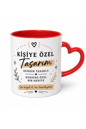 FK Hediyelik Kişiye Özel Kalpli Kupa Bardak Tasarımı, Kendine Özgü Tasarım, G...