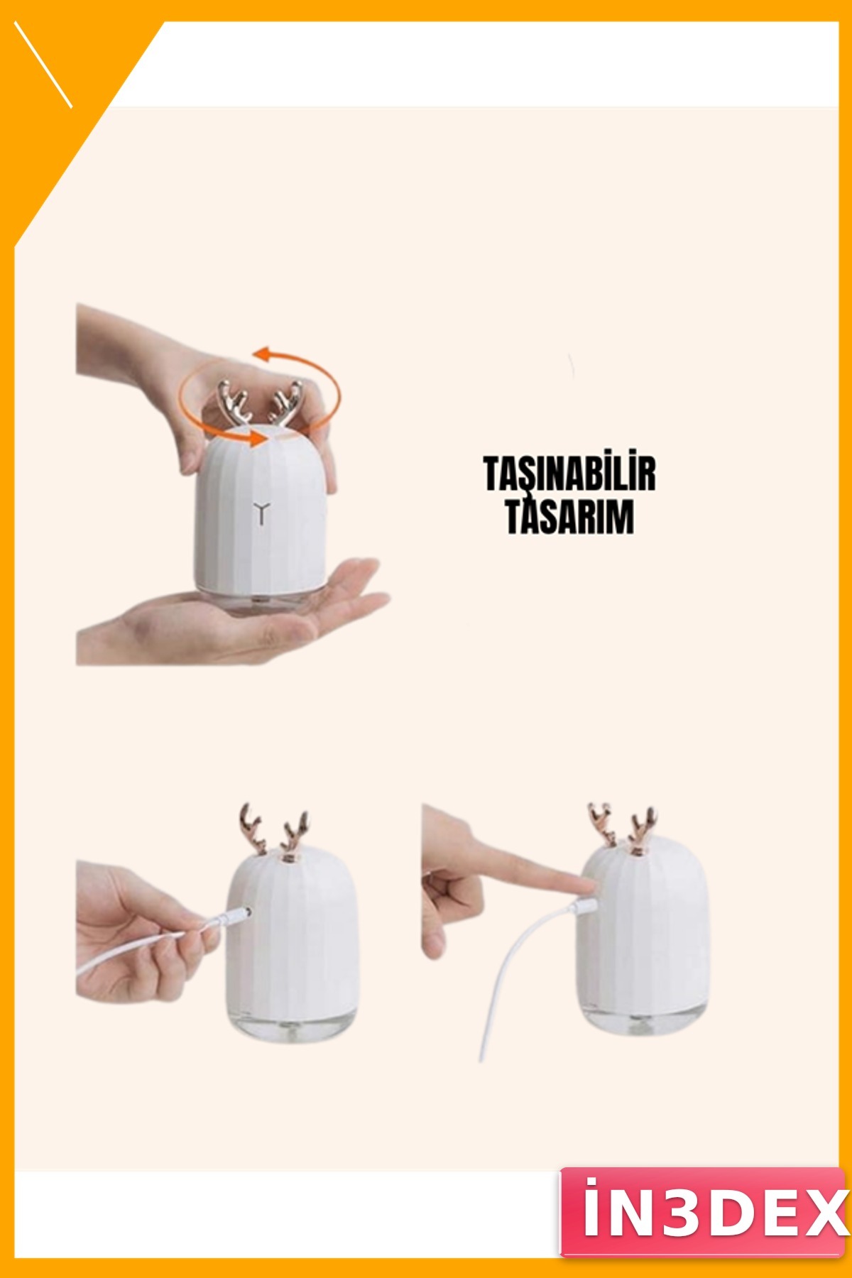 USB Portatif Masa Nemlendirici 220ml 4-8 Saat Çalışma Süreli