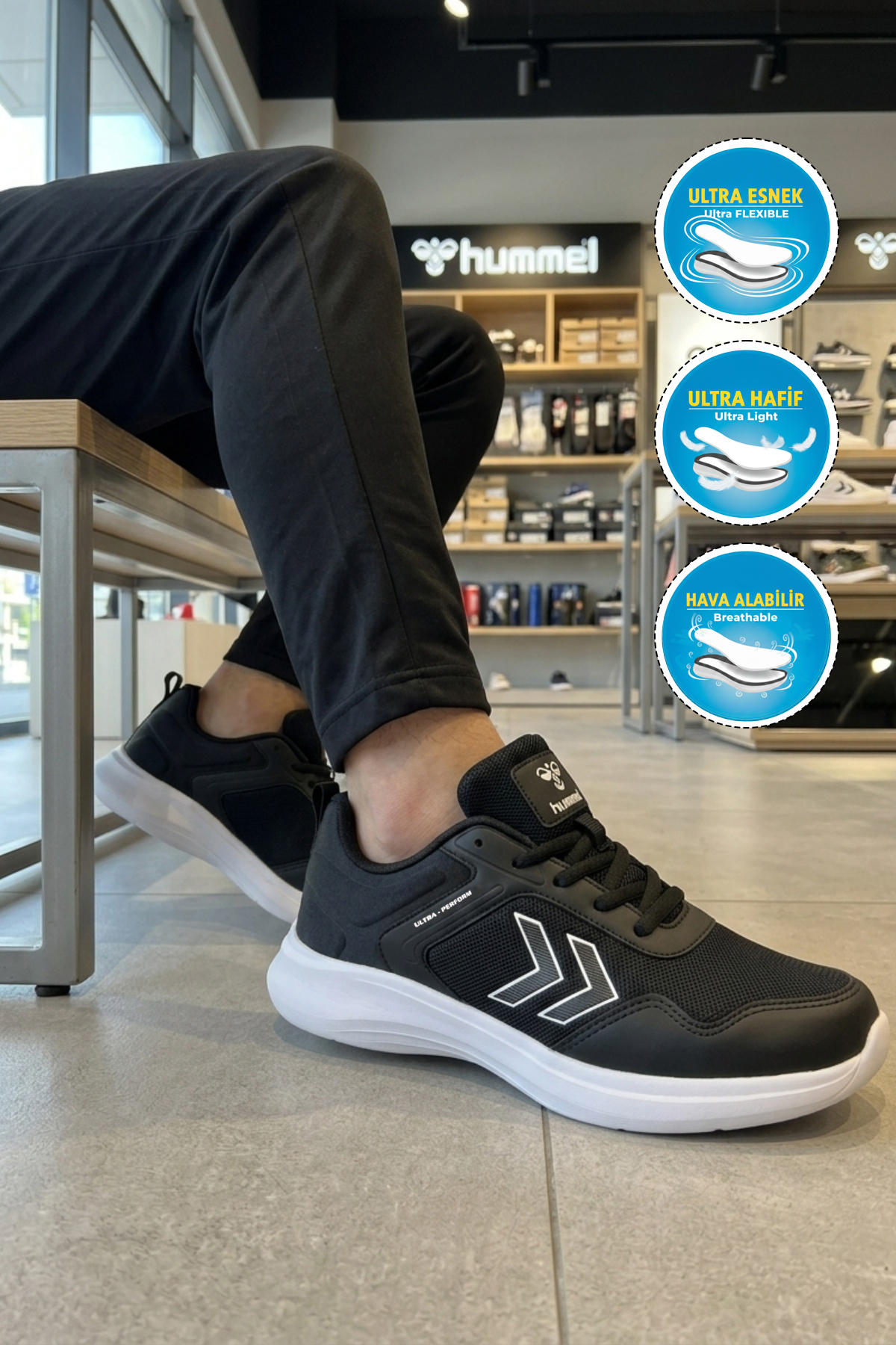 کفش ورزشی مشکی یونیسکس HML مدل Ultra Performance Action کد ۹۰۰۹۰۱ هامل کفش پیاده روی hummel